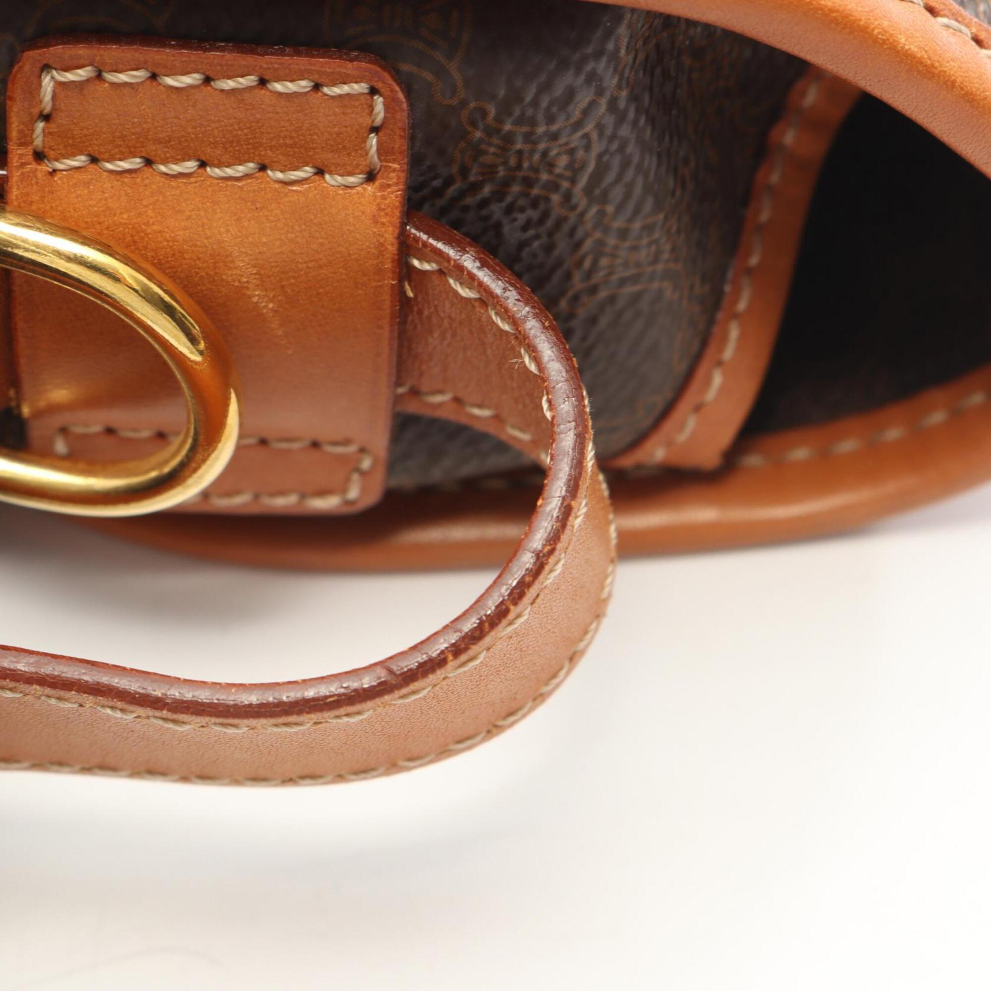 Celine Brown Coated Canvas Leather Handbag Shoulder Bag (Pre-Owned)