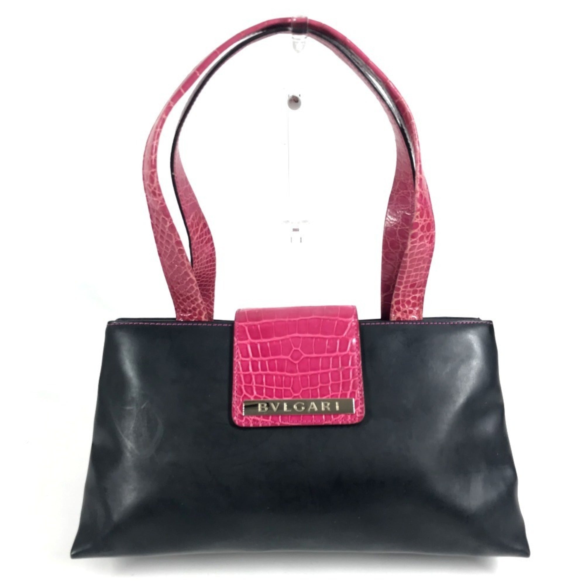 Bvlgari Black Pink Rubber Leather Handbag Shoulder Bag (Pre-Owned)