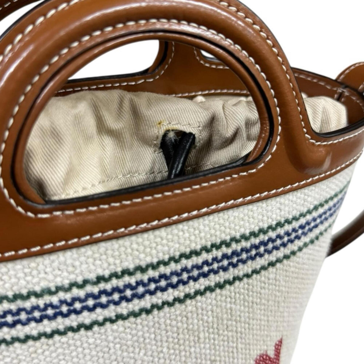 Marni Brown Canvas Leather Shoulder Bag (Pre-Owned)