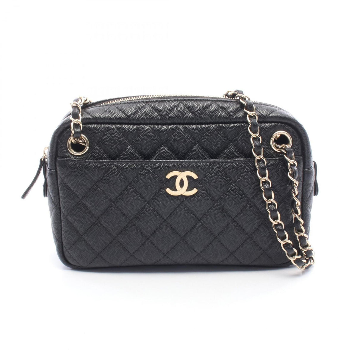 Chanel Black Grained Calfskin Handbag Shoulder Bag (Pre-Owned)