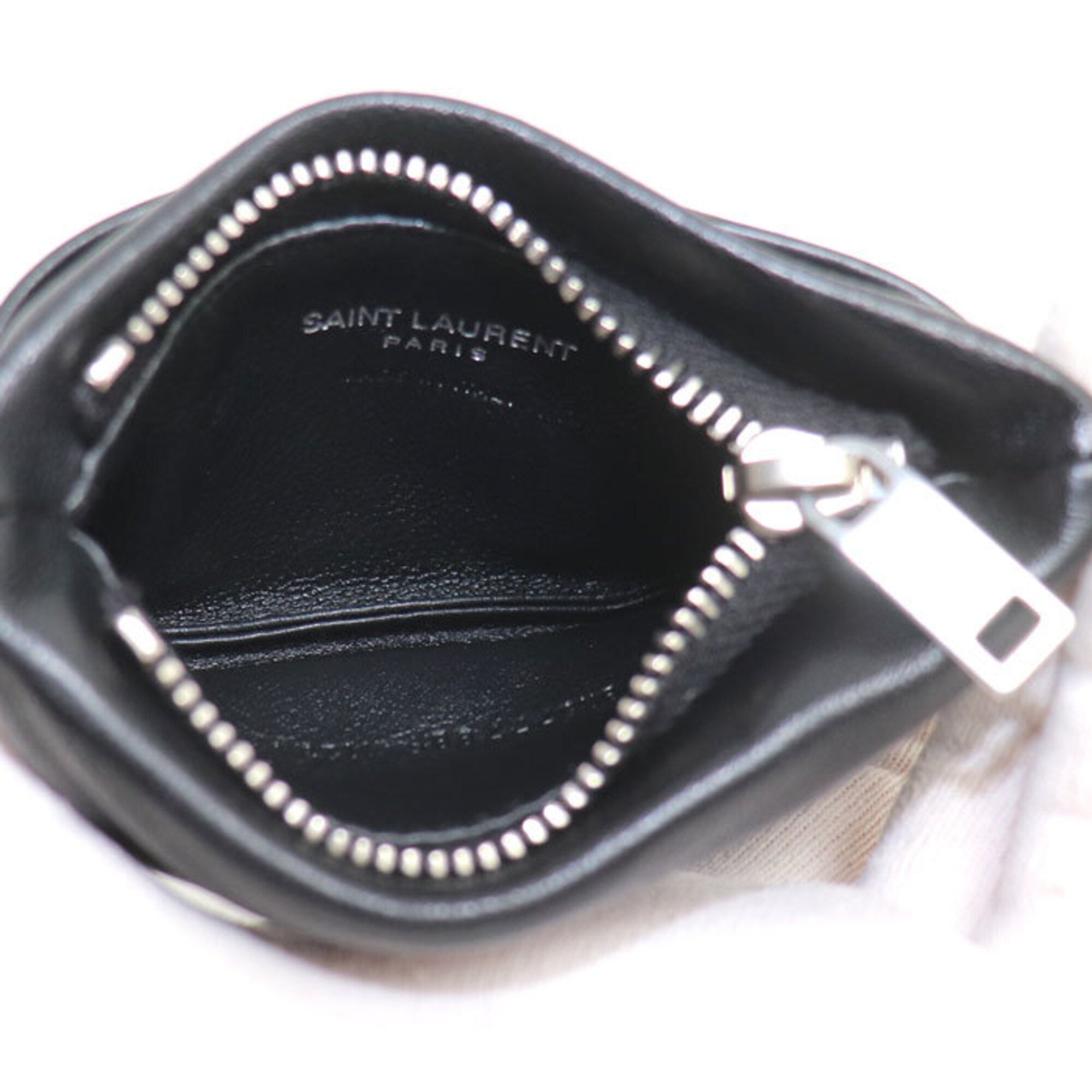 Saint Laurent Black Leather Coin Purse/Coin Case (Pre-Owned)