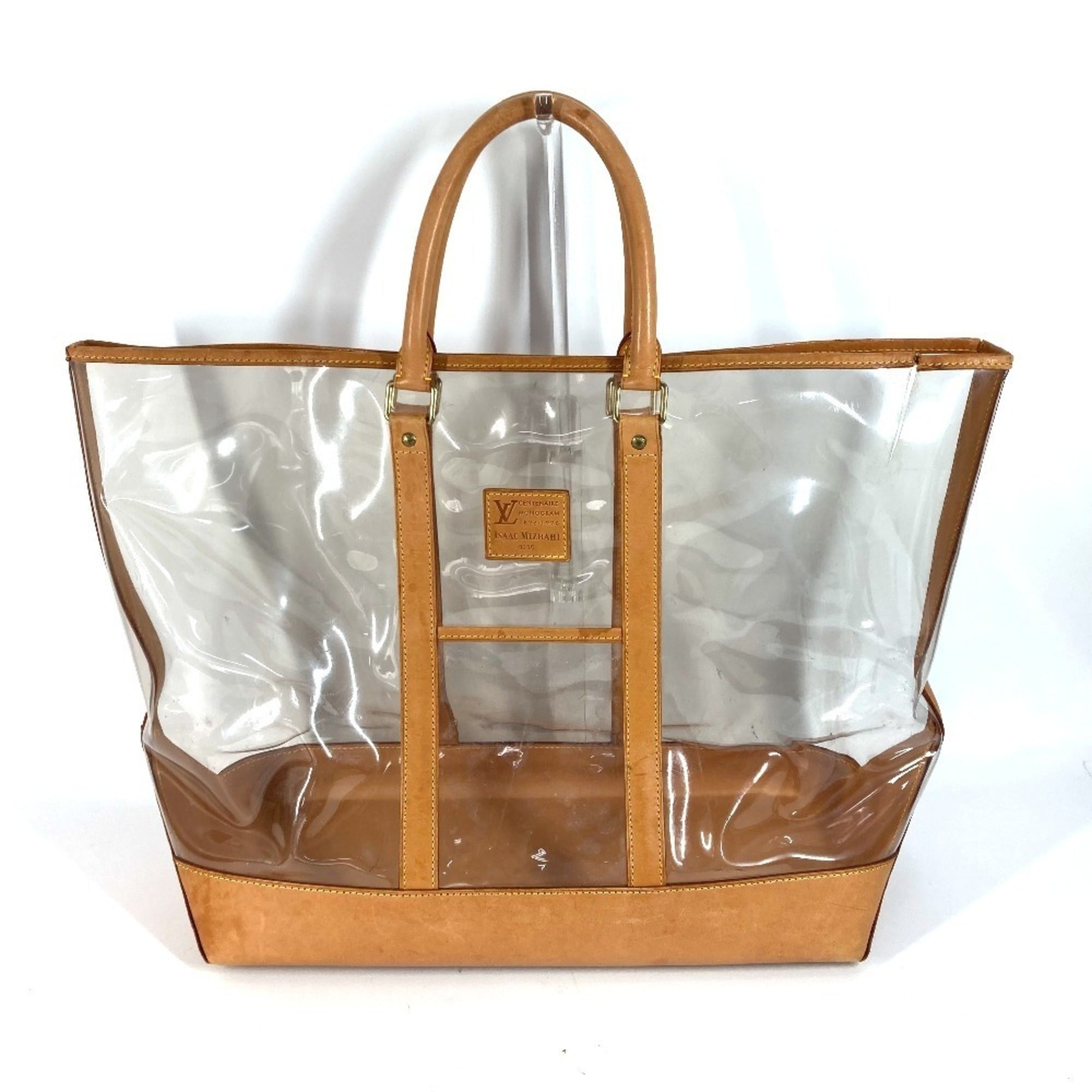 Louis Vuitton Beige Clear Vinyl Leather Shoulder Bag Tote Bag (Pre-Owned)
