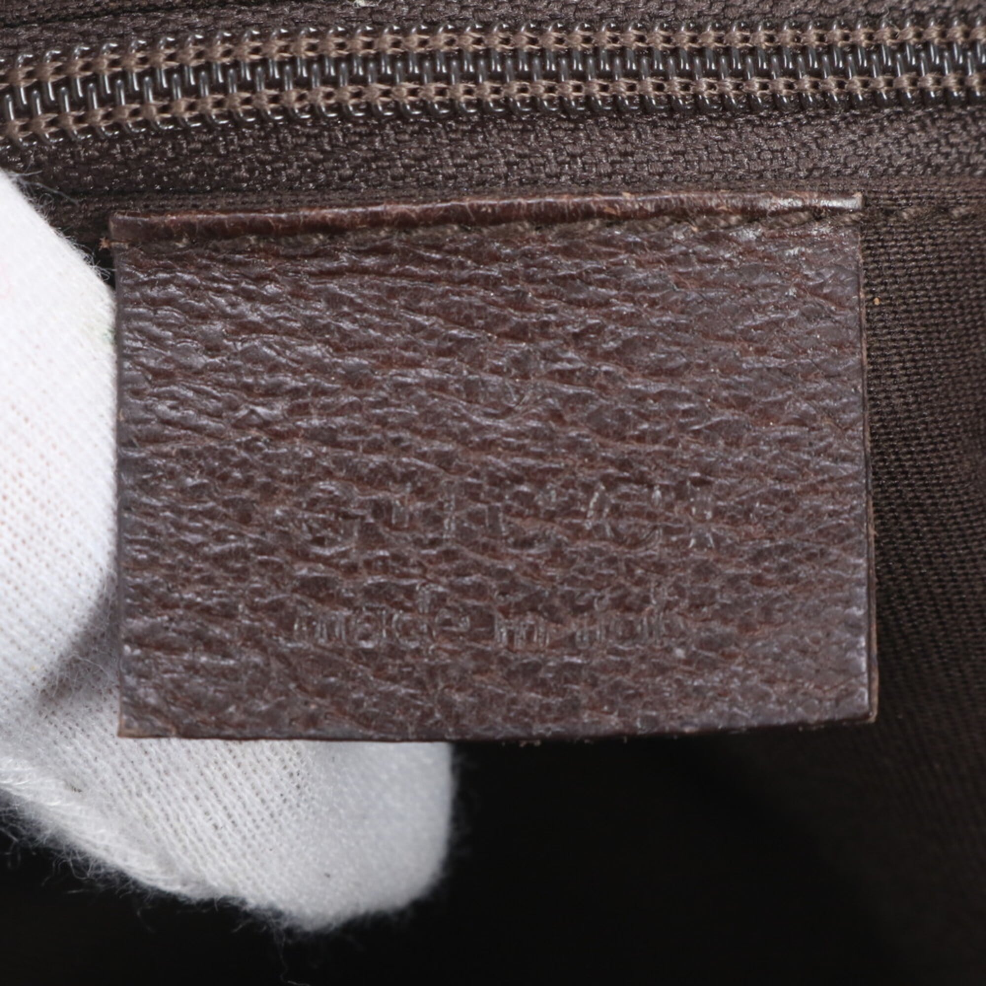 Gucci Brown Leather Canvas Handbag Shoulder Bag Tote Bag (Pre-Owned)