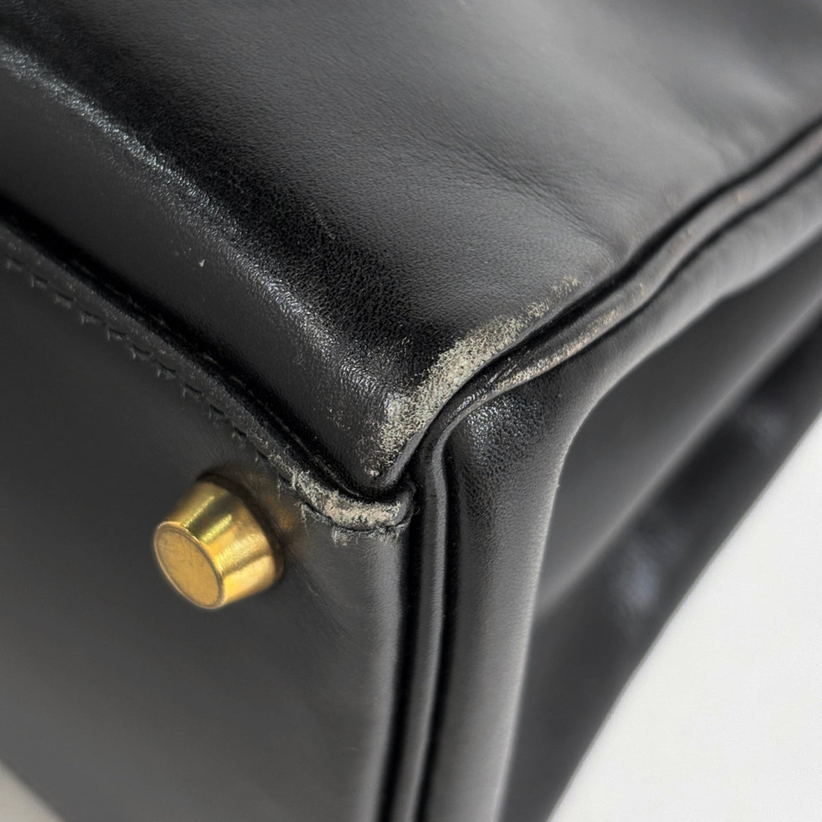 Hermes Kelly Black Box Calf Leather Handbag (Pre-Owned)