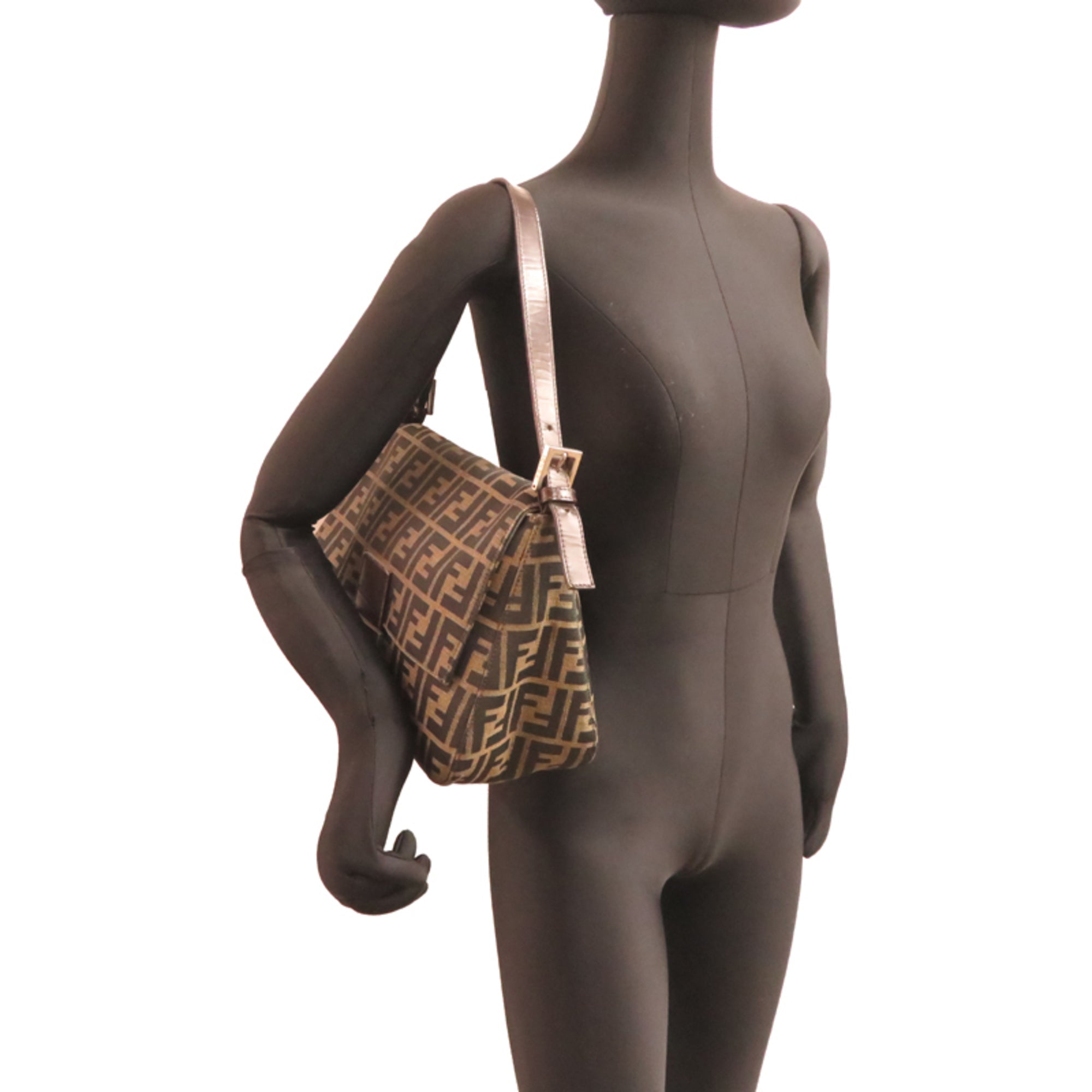 Fendi Brown Canvas Leather Handbag (Pre-Owned)
