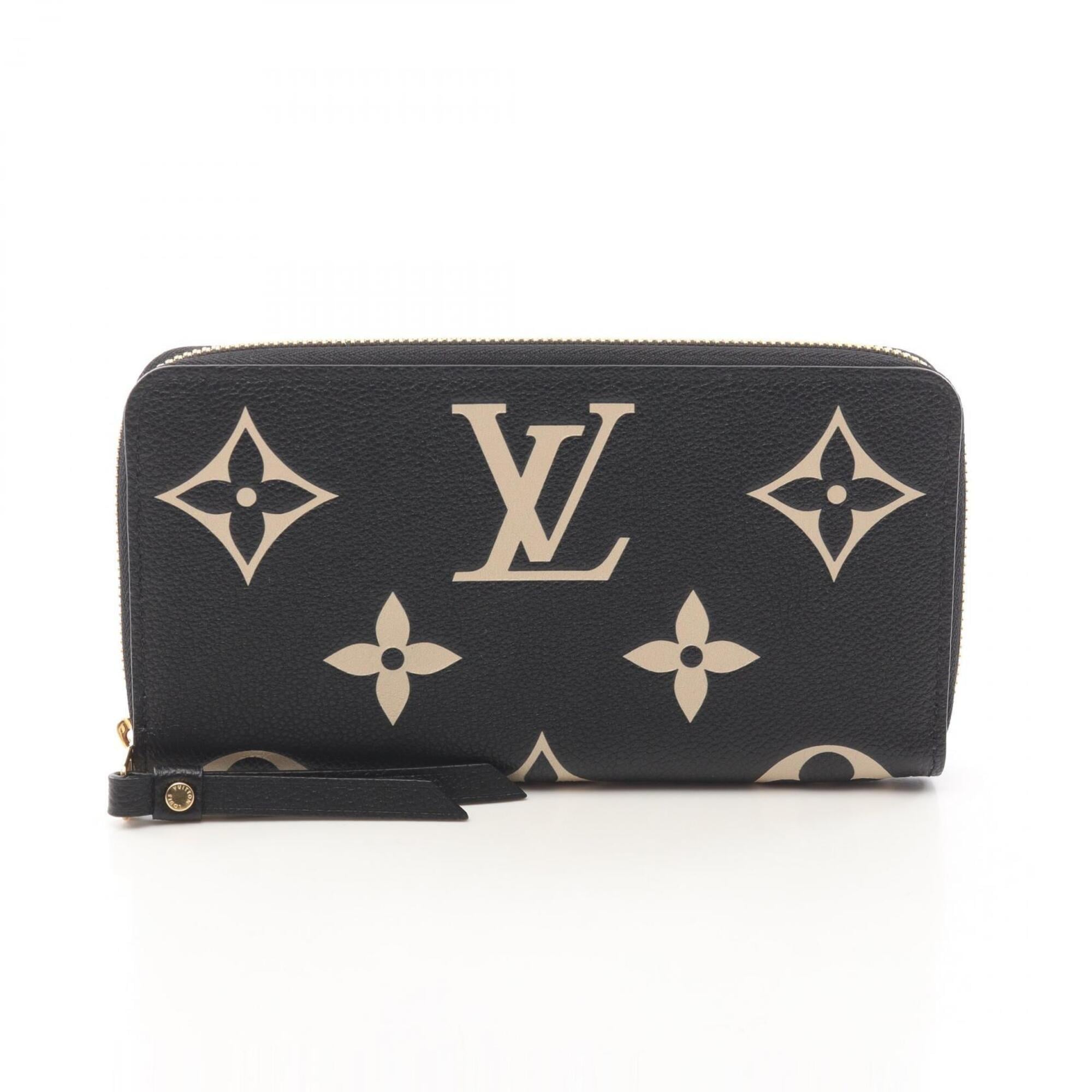 Louis Vuitton Monogram Empreinte Beige Black Leather Long Wallet (Bi-Fold) (Pre-Owned)