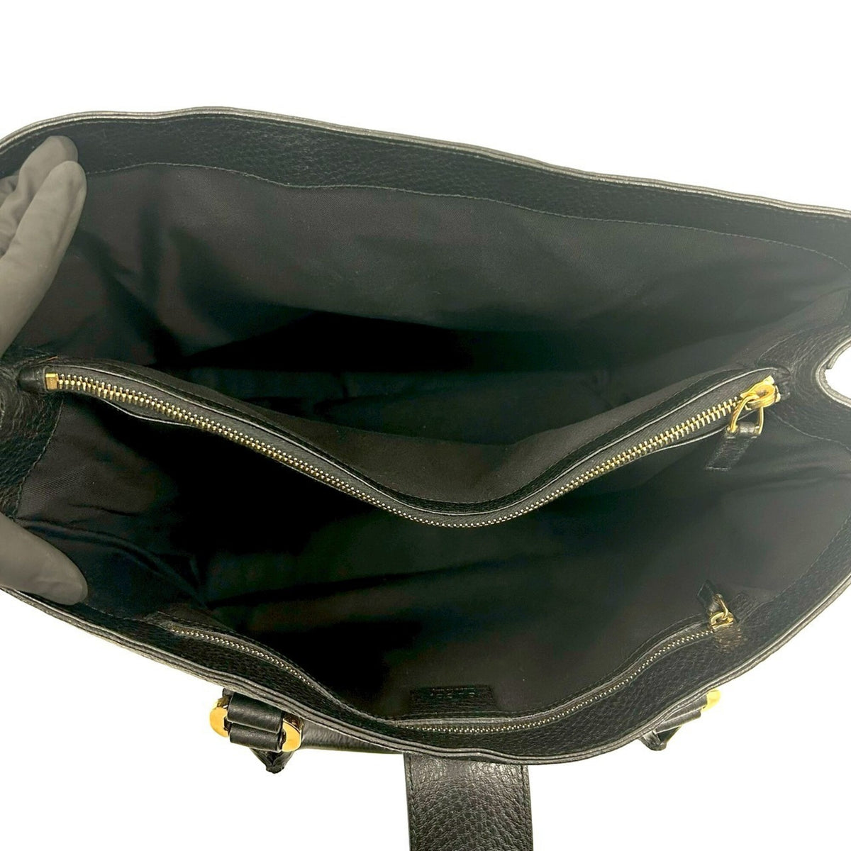 Gucci Black Leather Handbag Tote Bag (Pre-Owned)