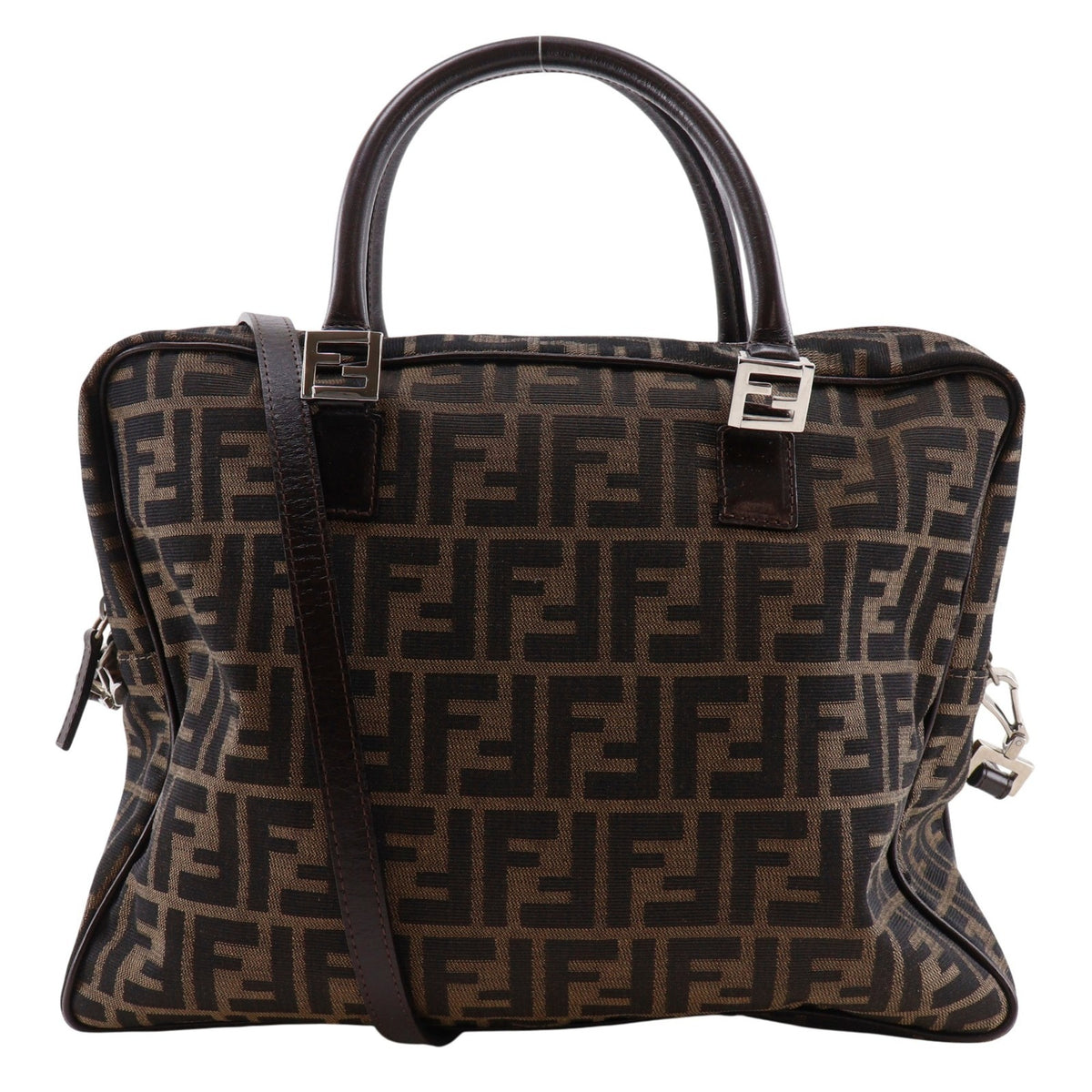Fendi Zucca Brown Nylon Canvas Briefcase (Pre-Owned)