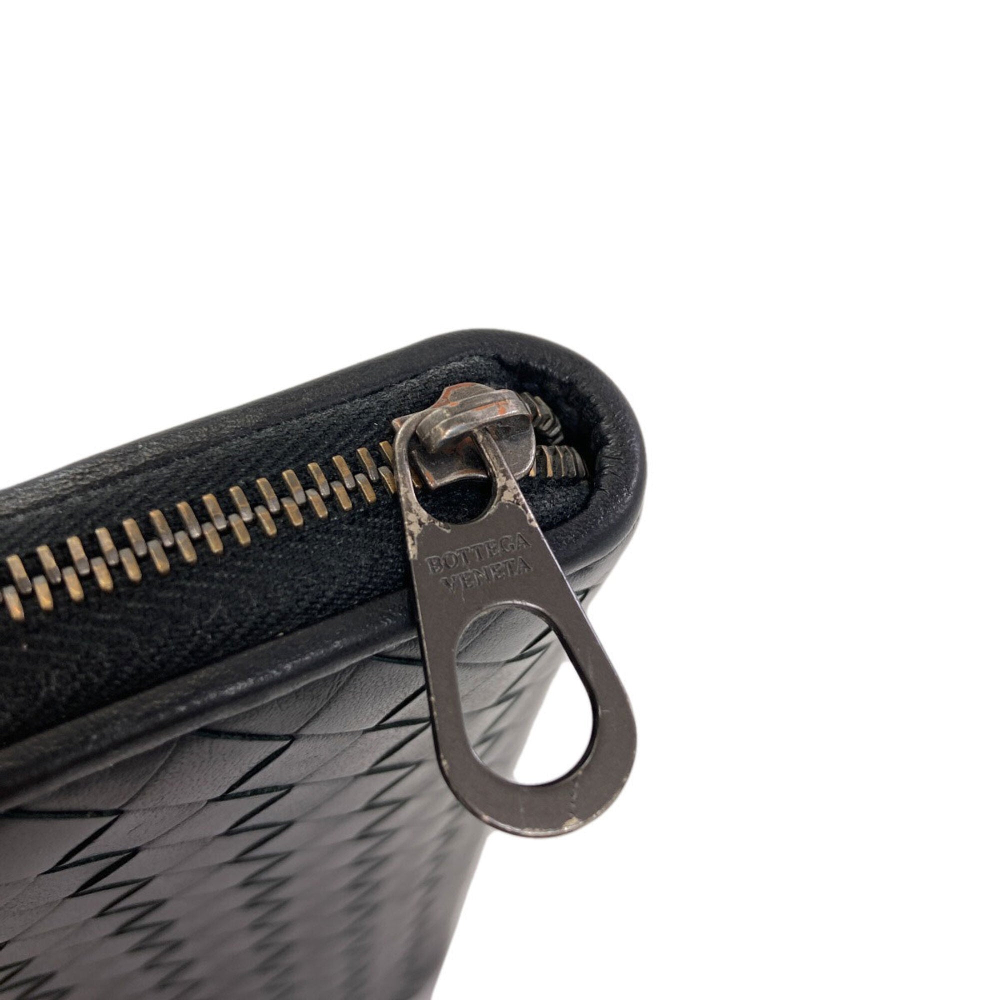Bottega Veneta Black Leather Long Wallet (Bi-Fold) (Pre-Owned)
