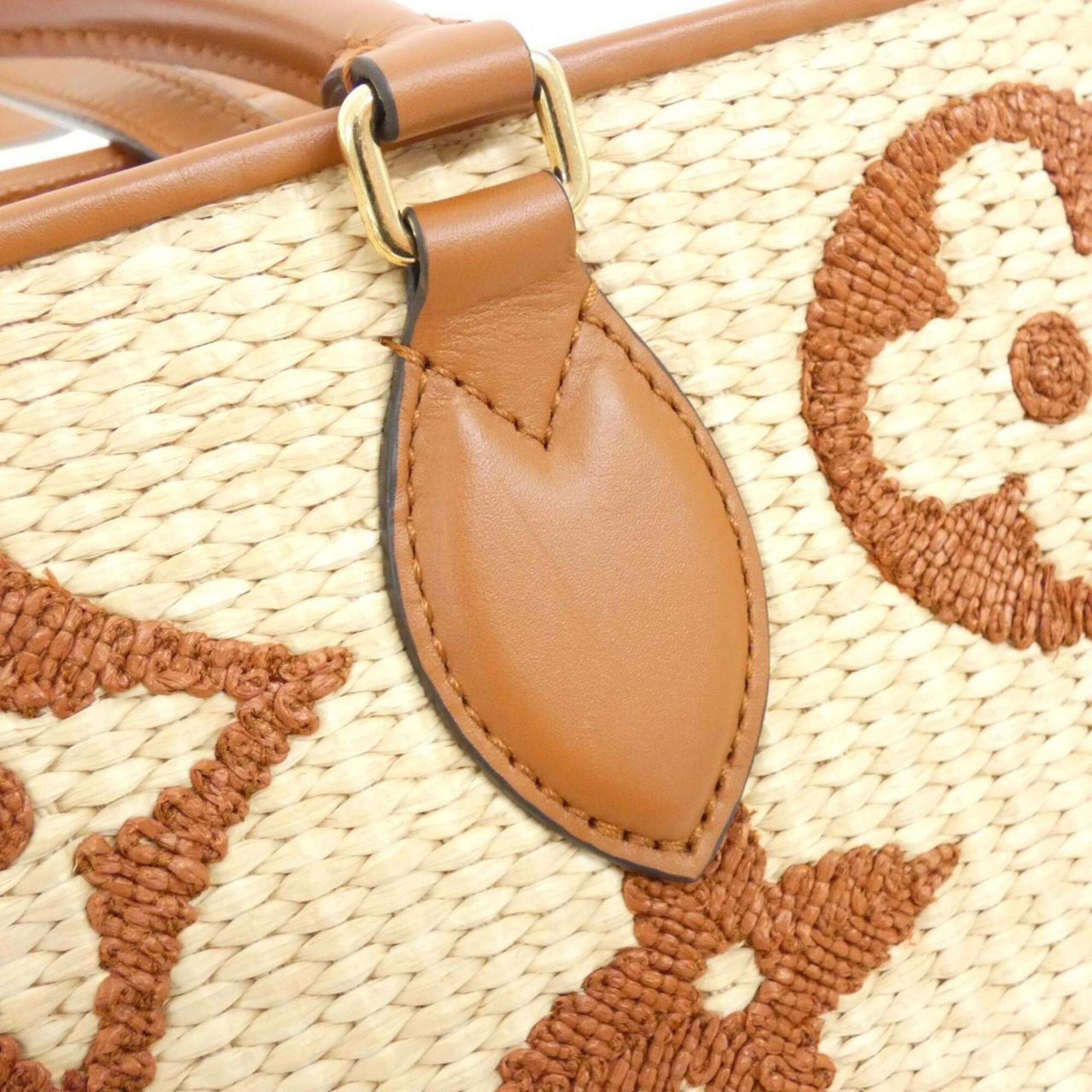 Louis Vuitton Beige Brown Raffia Handbag (Pre-Owned)