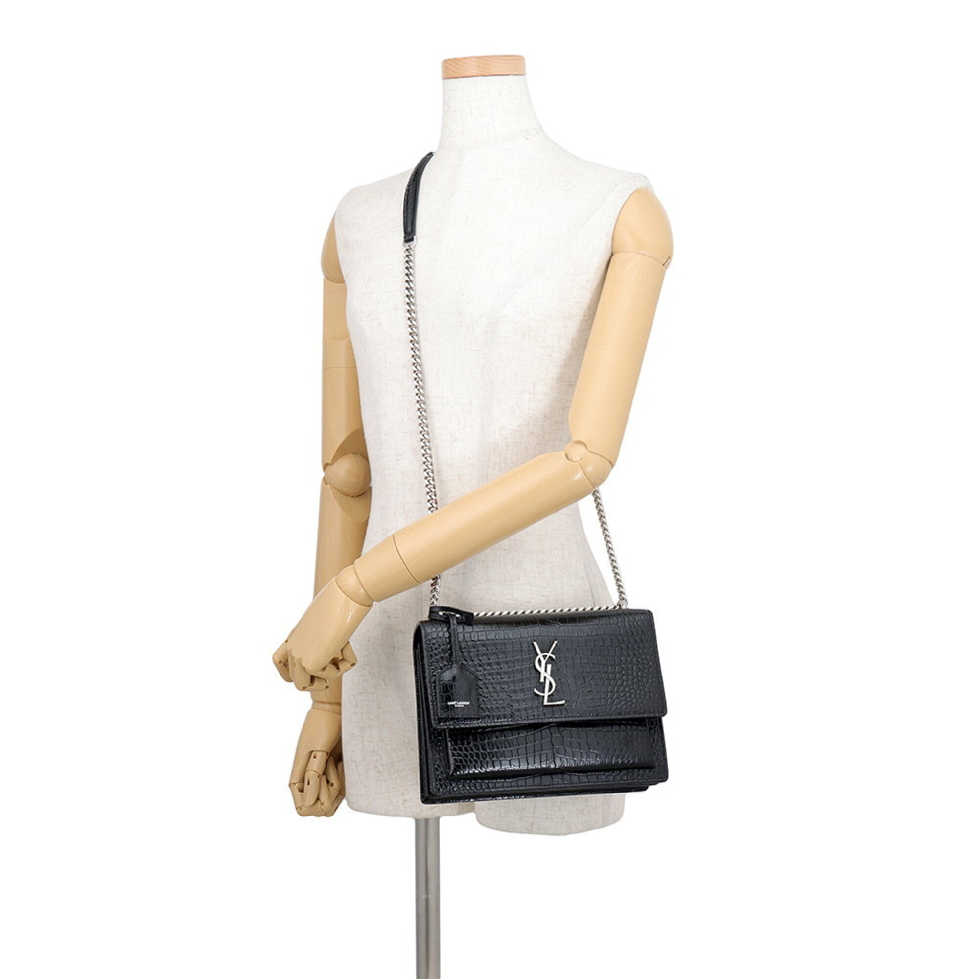 Yves Saint Laurent Black Leather Handbag Shoulder Bag (Pre-Owned)