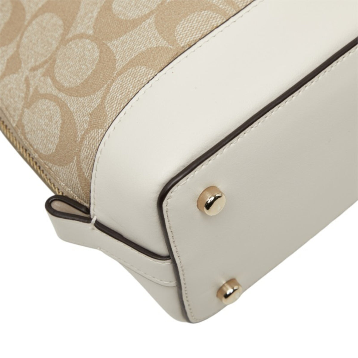 Coach Signature Beige White Signature Line Handbag (Pre-Owned)