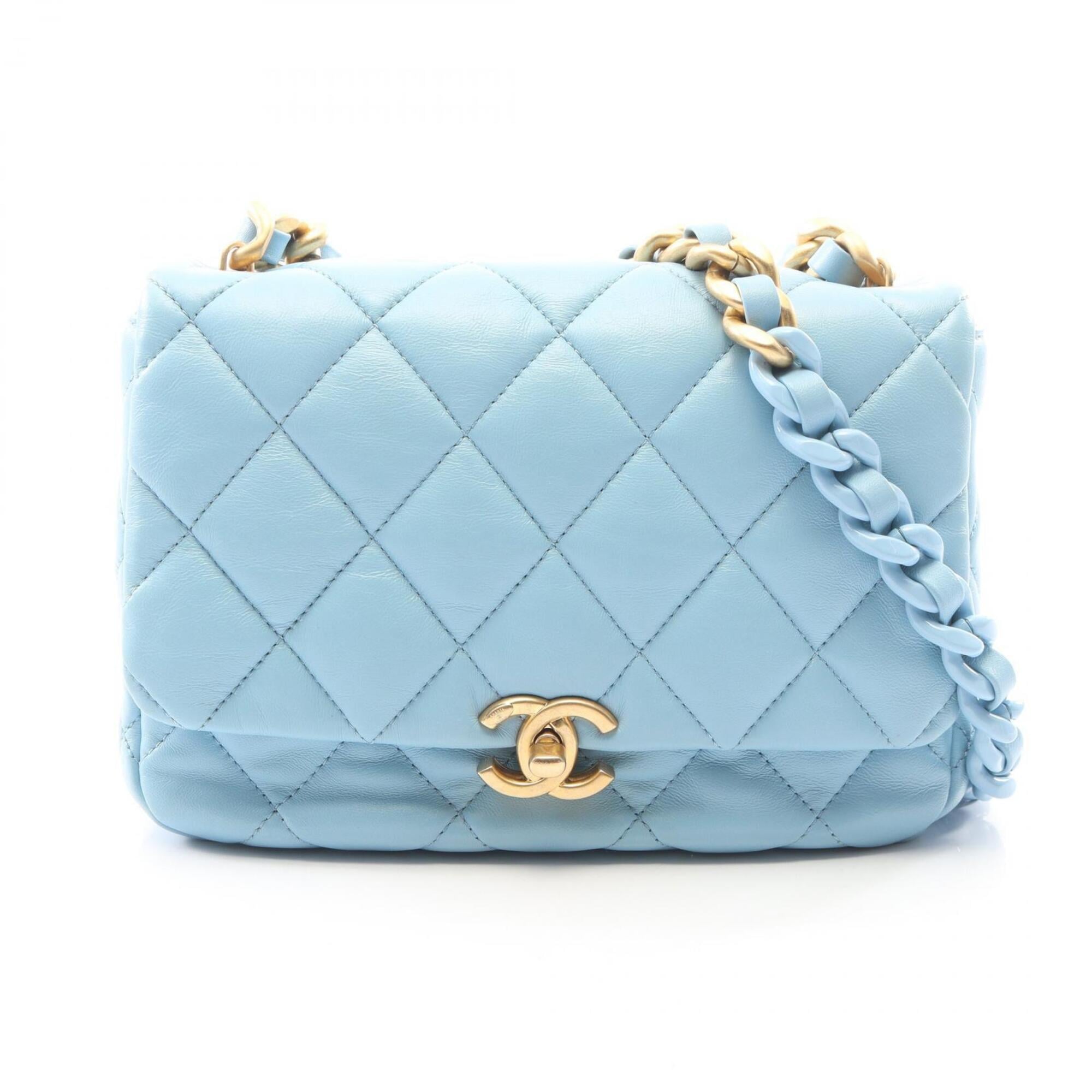 Chanel Blue Leather Handbag Shoulder Bag (Pre-Owned)
