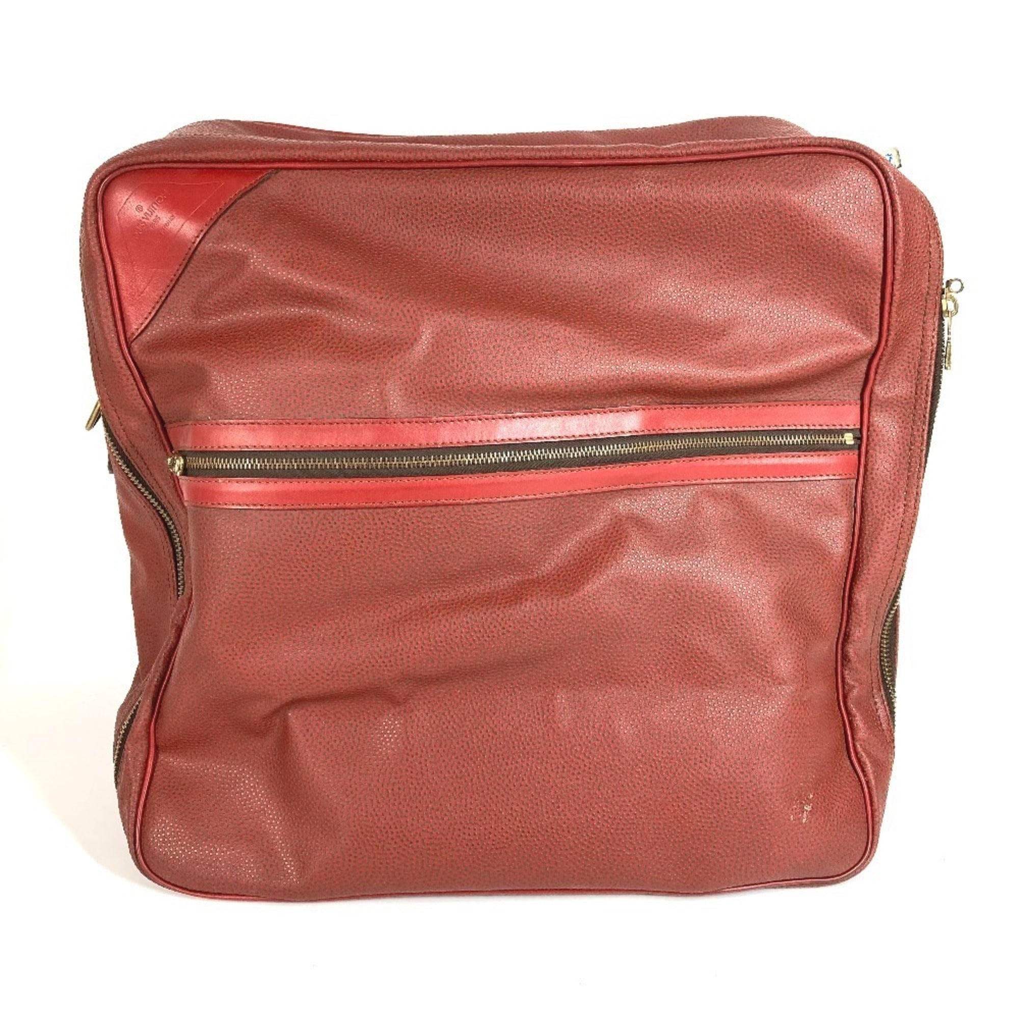 Louis Vuitton Red Color Leather Boston Bag Handbag Shoulder Bag (Pre-Owned)