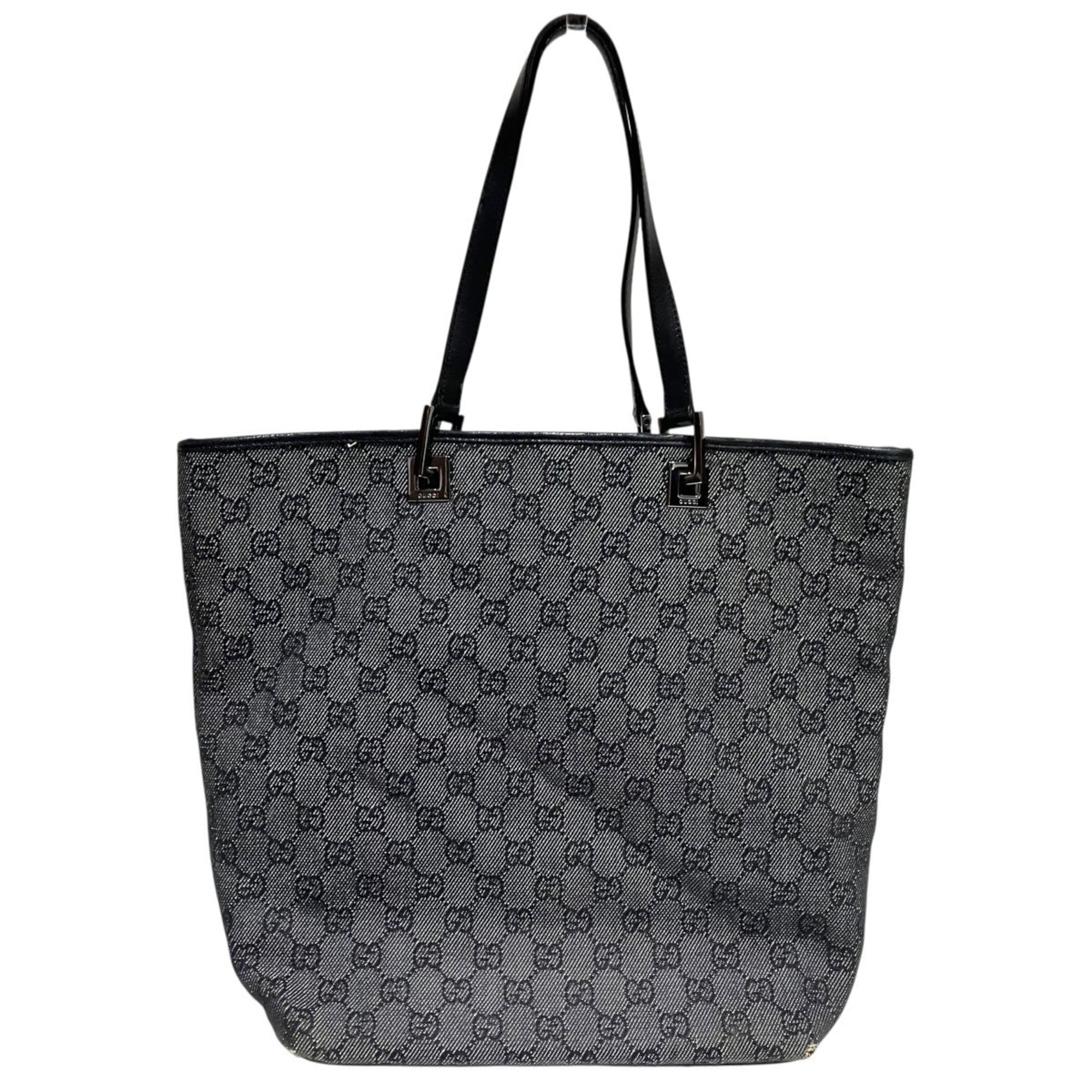 Gucci Gray Canvas Leather Shoulder Bag (Pre-Owned)