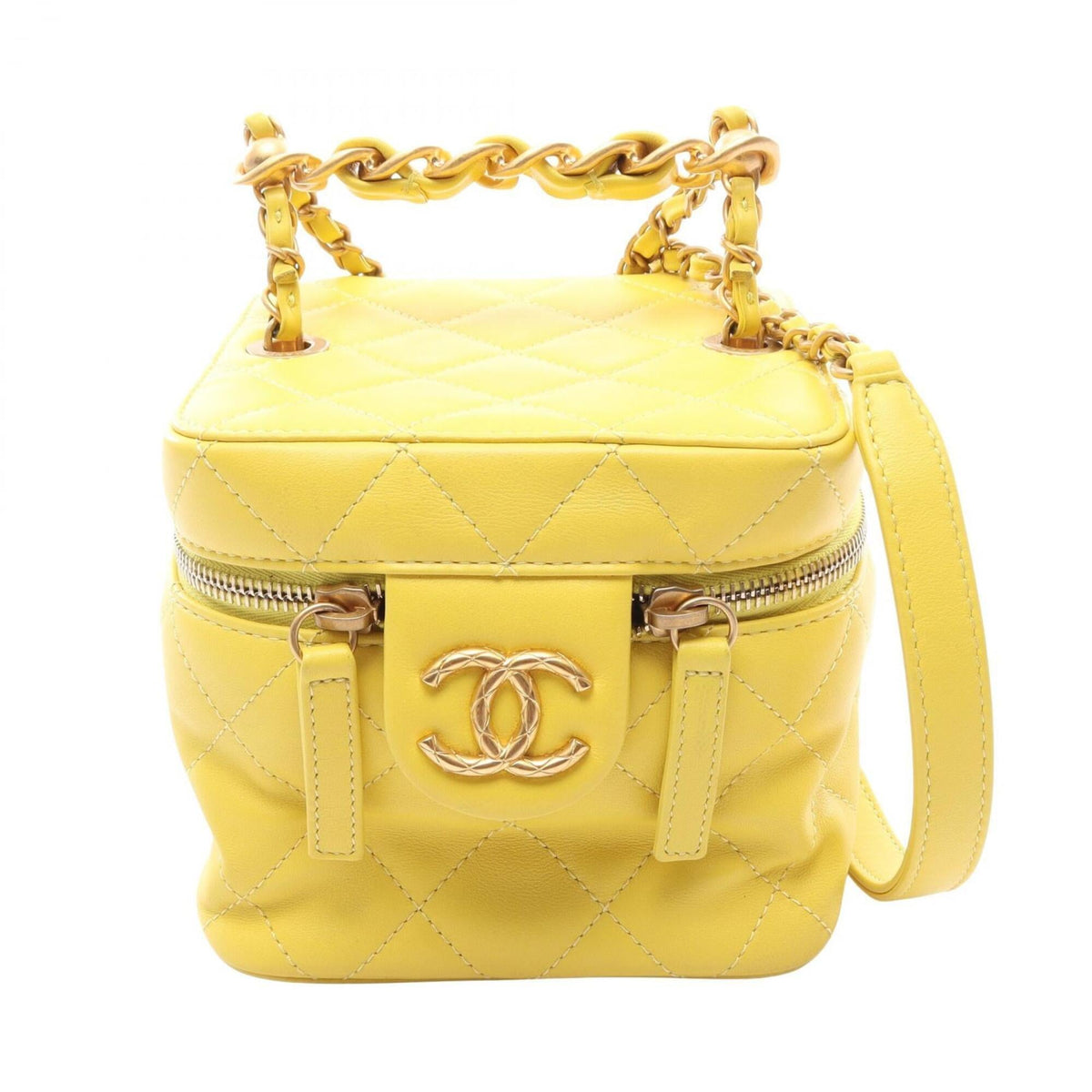 Chanel Yellow Leather Handbag Shoulder Bag (Pre-Owned)