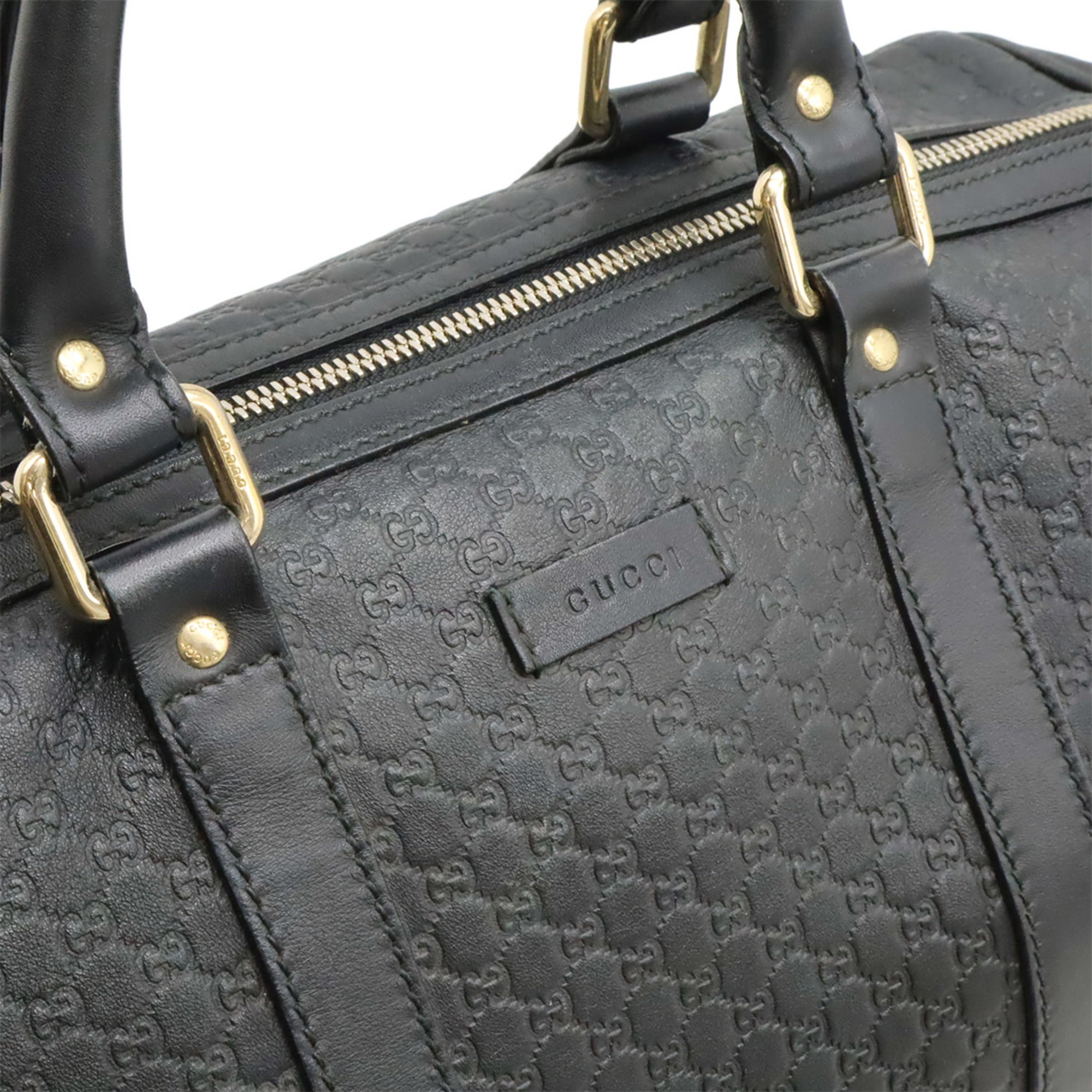 Gucci Microguccissima Black Micro Gg Leather Boston Bag Handbag (Pre-Owned)