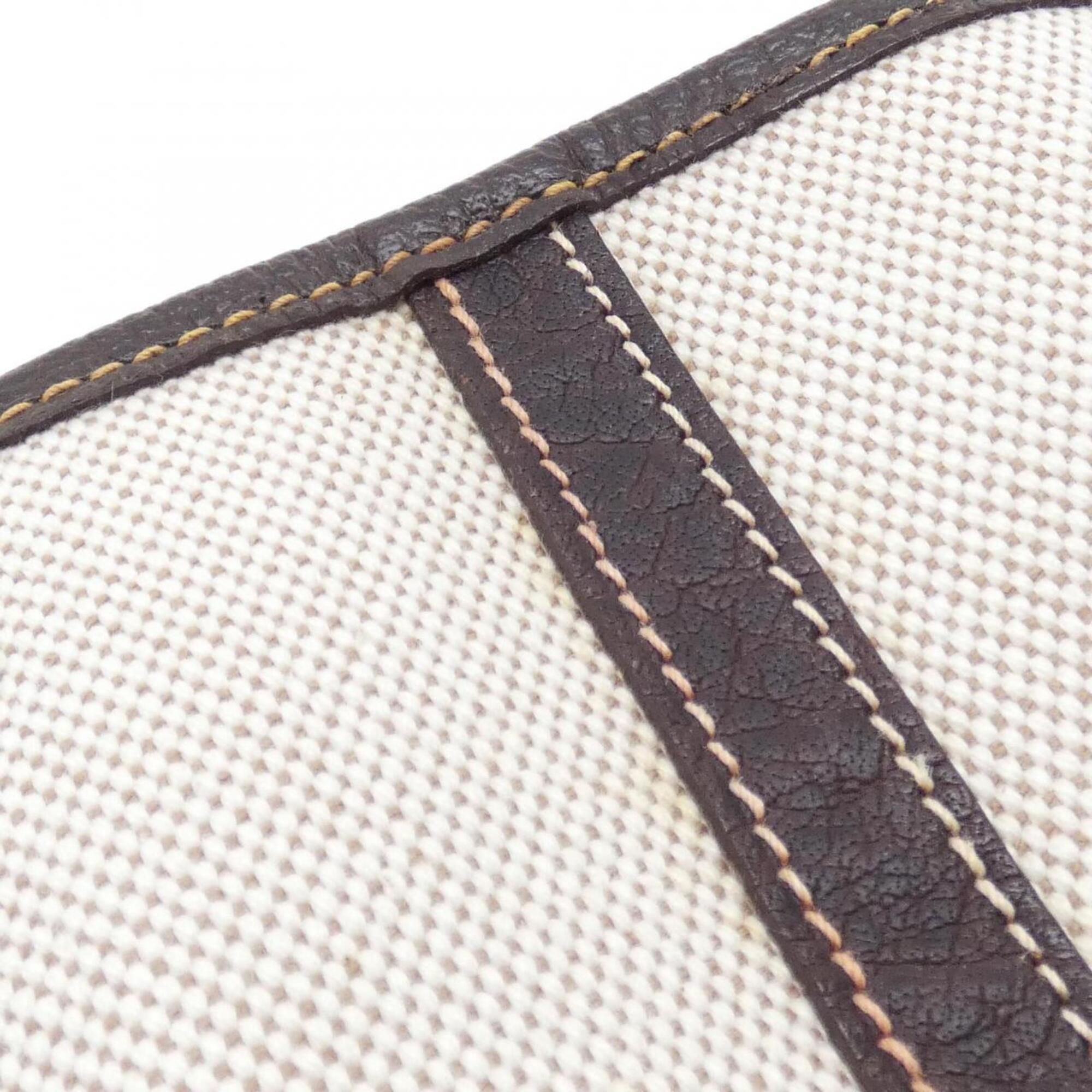 Hermes Brown Toile H Buffle Skipper Leather Handbag (Pre-Owned)
