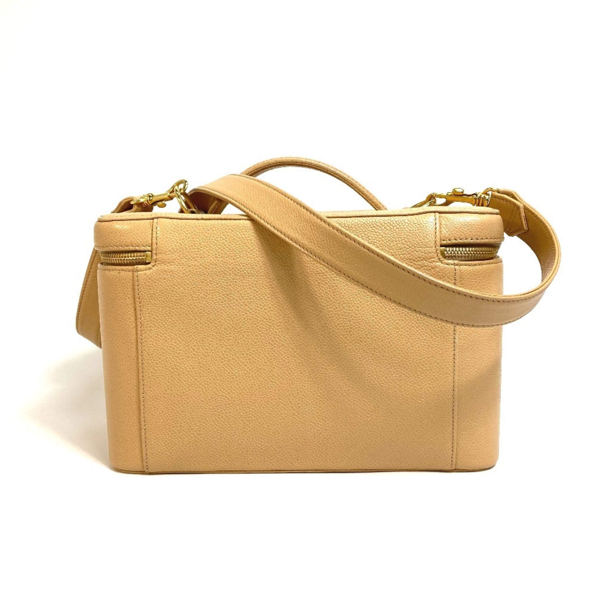 Chanel Beige Grained Calfskin Handbag Shoulder Bag Vanity Bag (Pre-Owned)