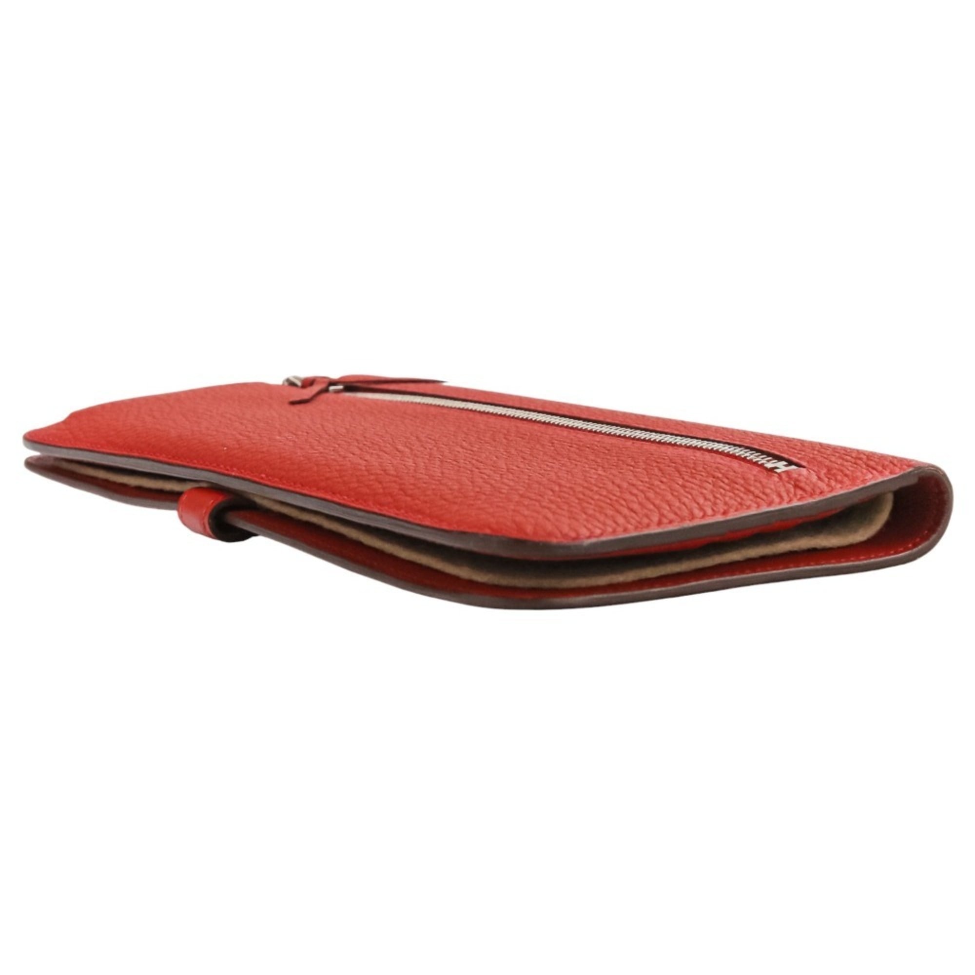 Hermes Red Color Long Wallet (Bi-Fold) (Pre-Owned)