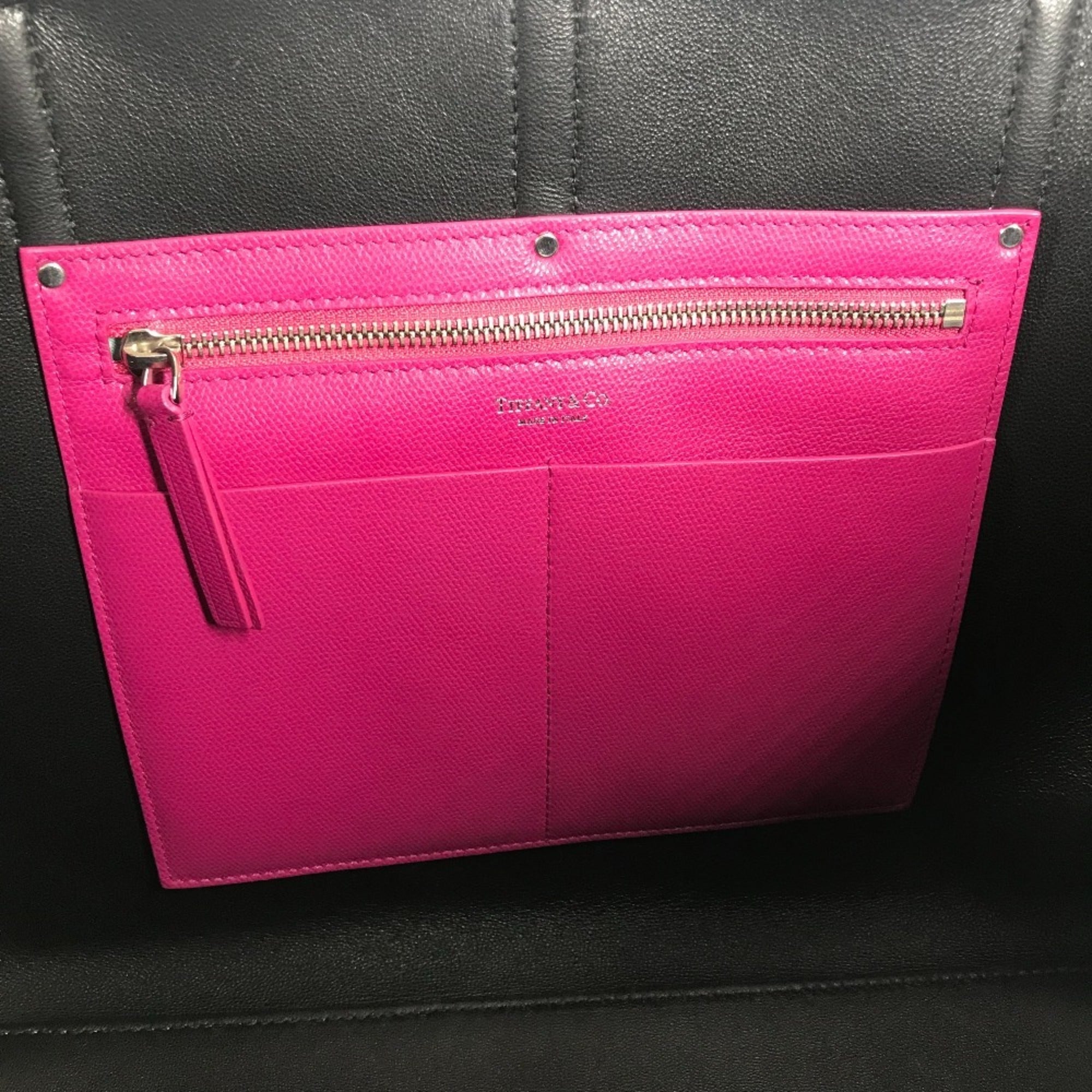 Tiffany Black Pink Leather Shoulder Bag Tote Bag (Pre-Owned)
