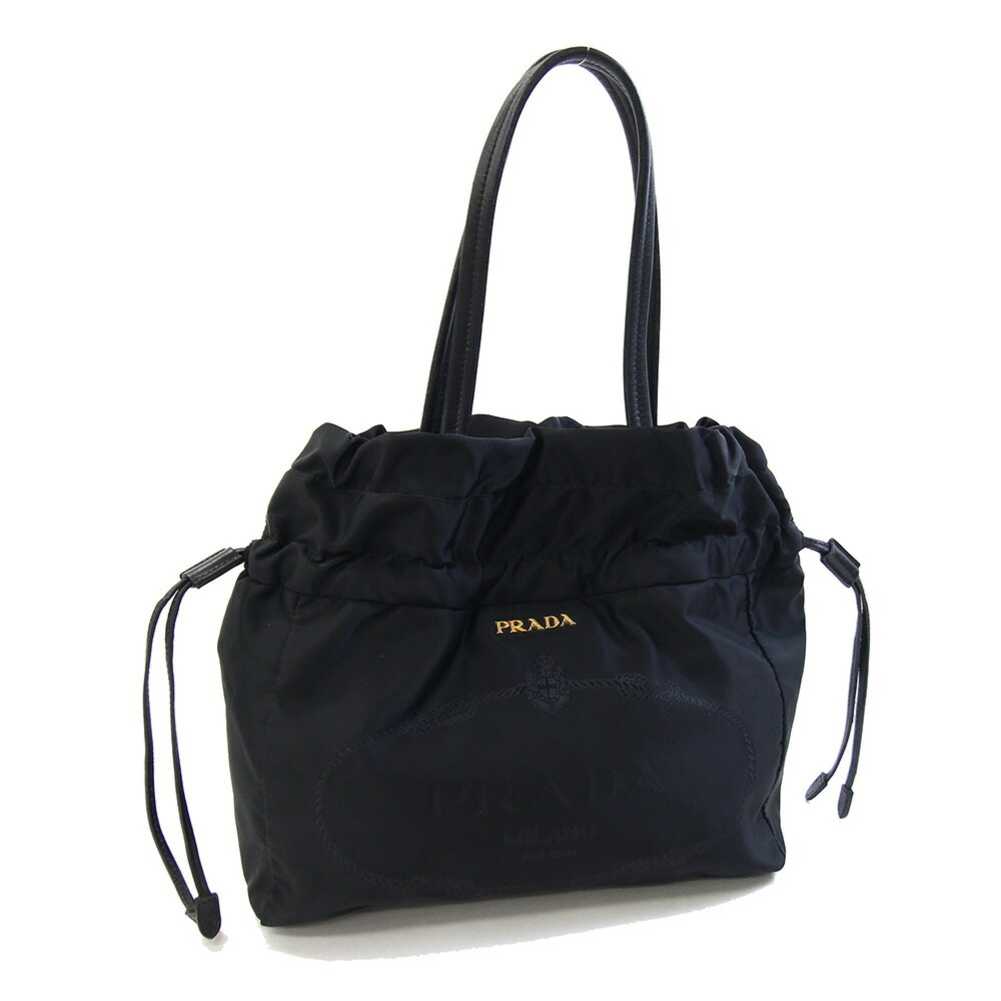 Prada Black Nero Leather Nylon Tote Bag (Pre-Owned)