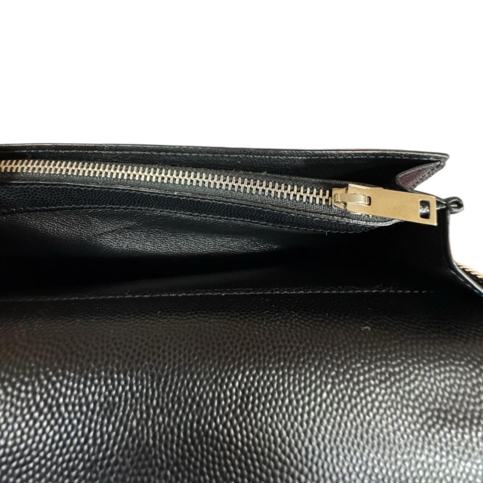 Saint Laurent Black Leather Long Wallet (Bi-Fold) (Pre-Owned)