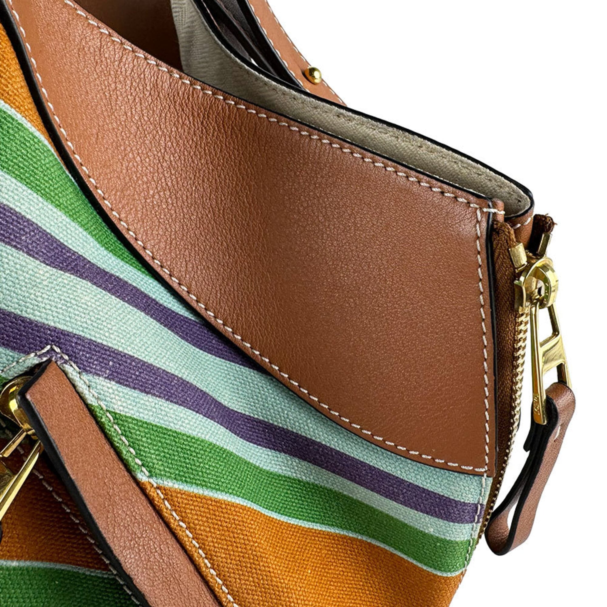 Loewe Brown Multi-Color Canvas Leather Shoulder Bag (Pre-Owned)