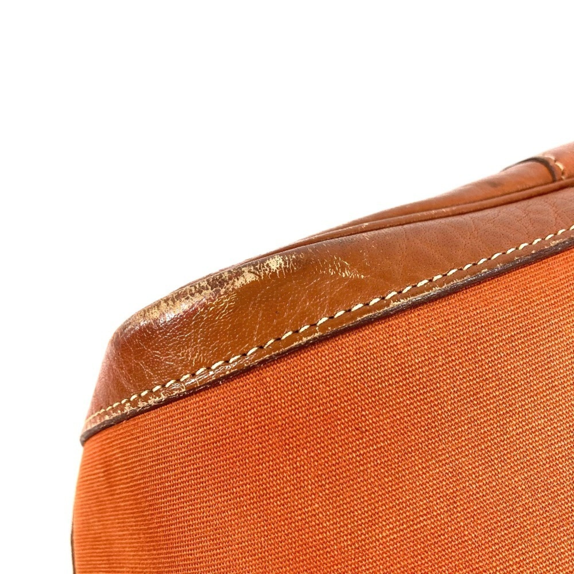 Hermes Orange Canvas Leather Handbag Shoulder Bag Tote Bag (Pre-Owned)
