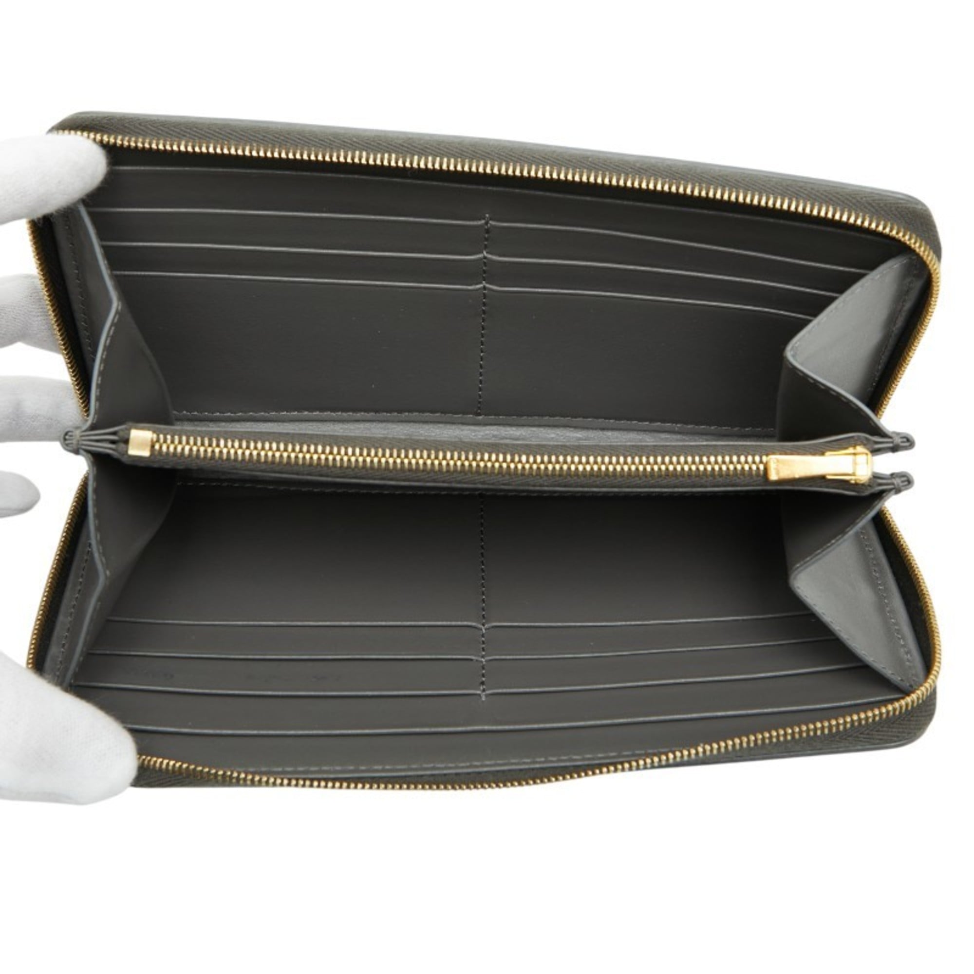 Celine Gray Leather Long Wallet (Bi-Fold) (Pre-Owned)