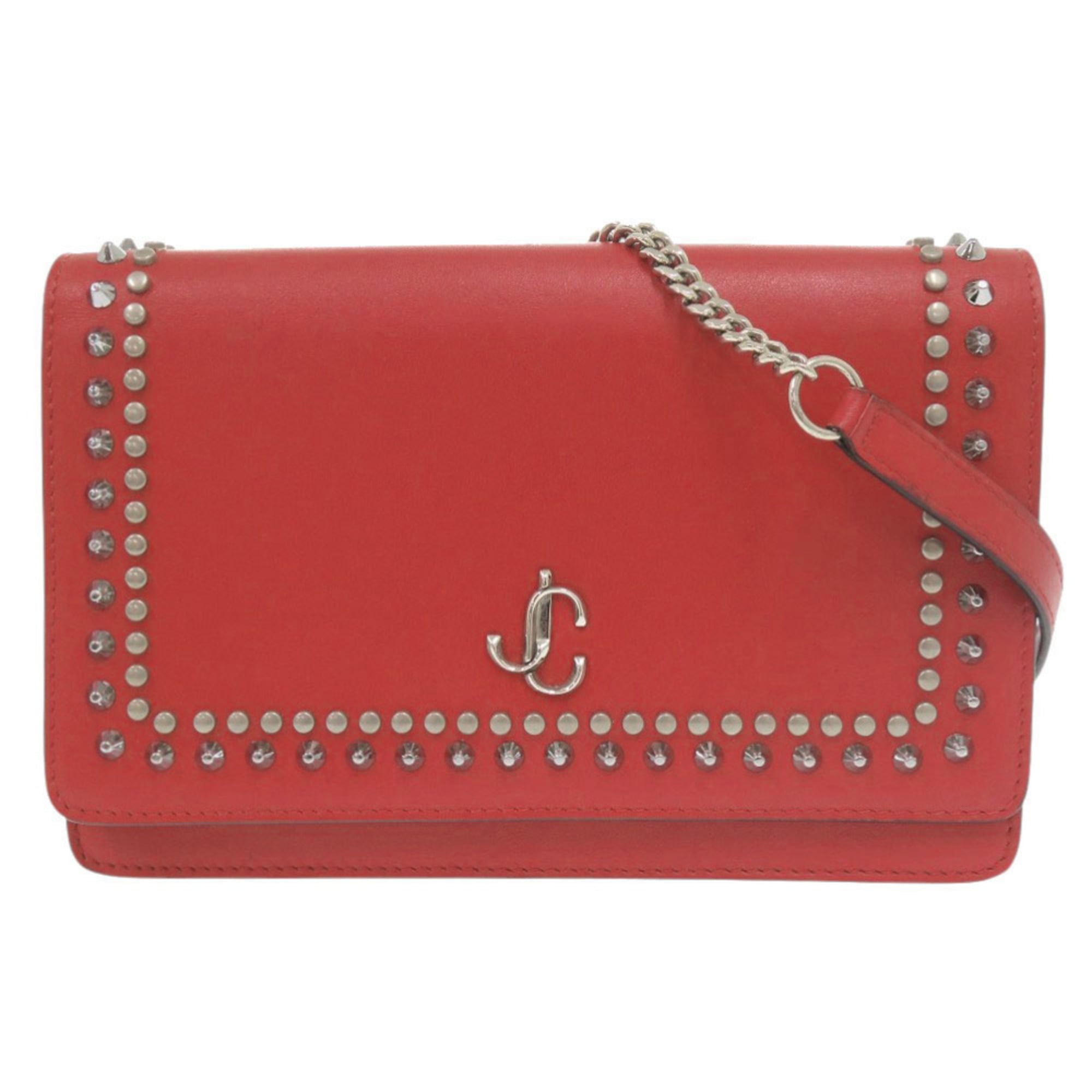 Jimmy Choo Red Color Leather Shoulder Bag (Pre-Owned)