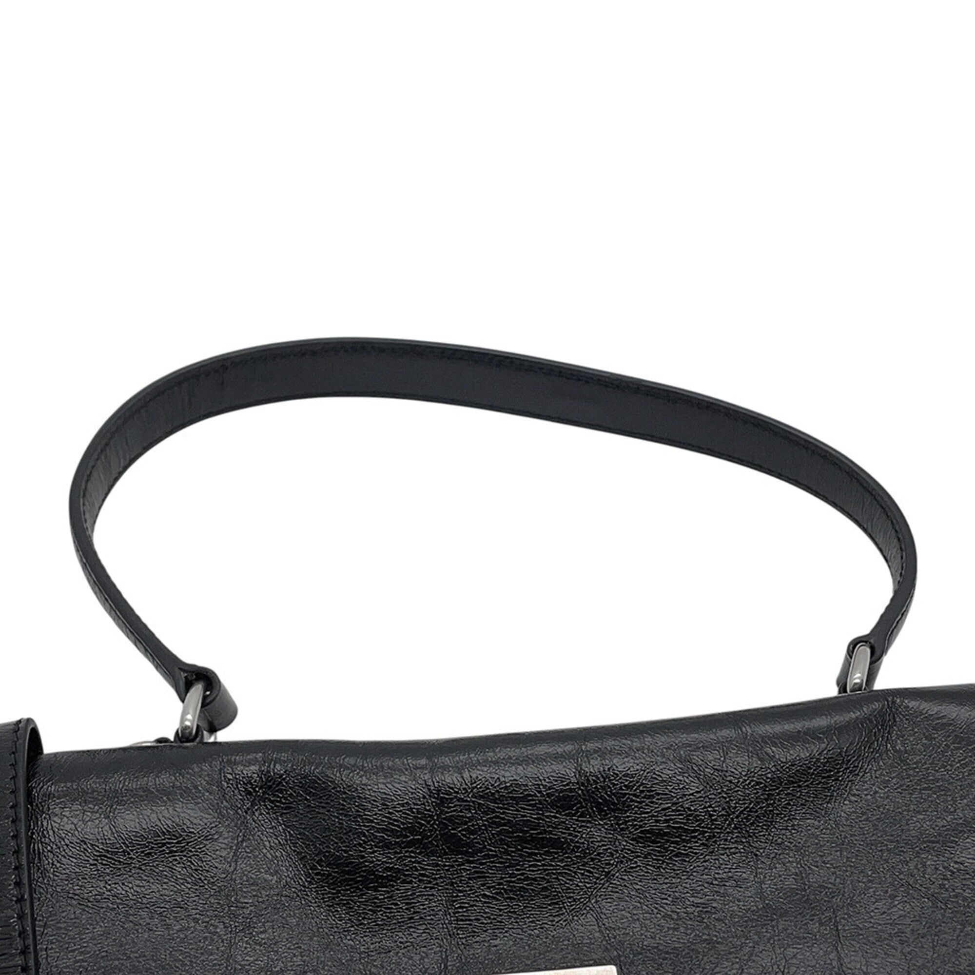 Prada Black Leather Handbag Shoulder Bag (Pre-Owned)