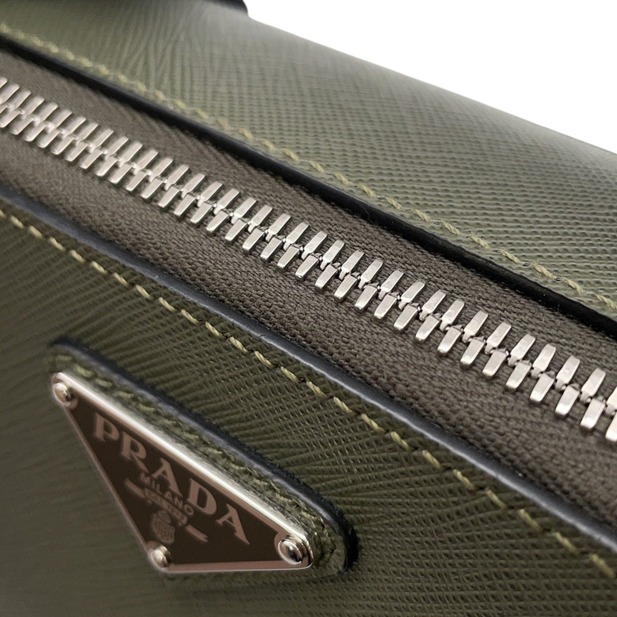 Prada Khaki Saffiano Handbag Shoulder Bag (Pre-Owned)