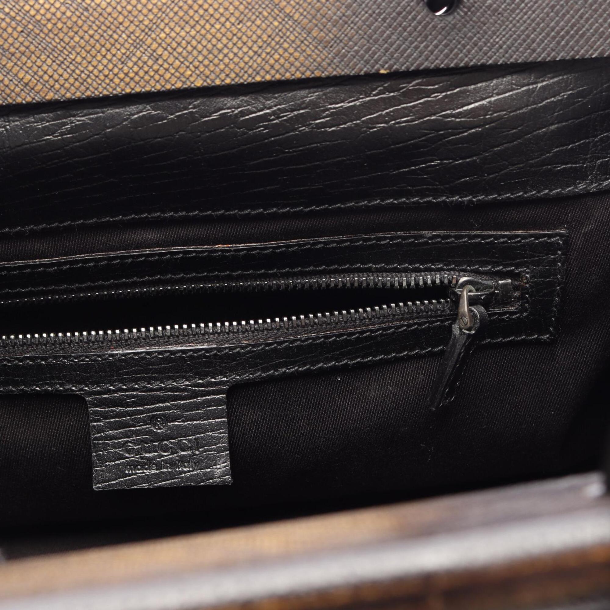 Gucci Black Canvas Wood Handbag (Pre-Owned)