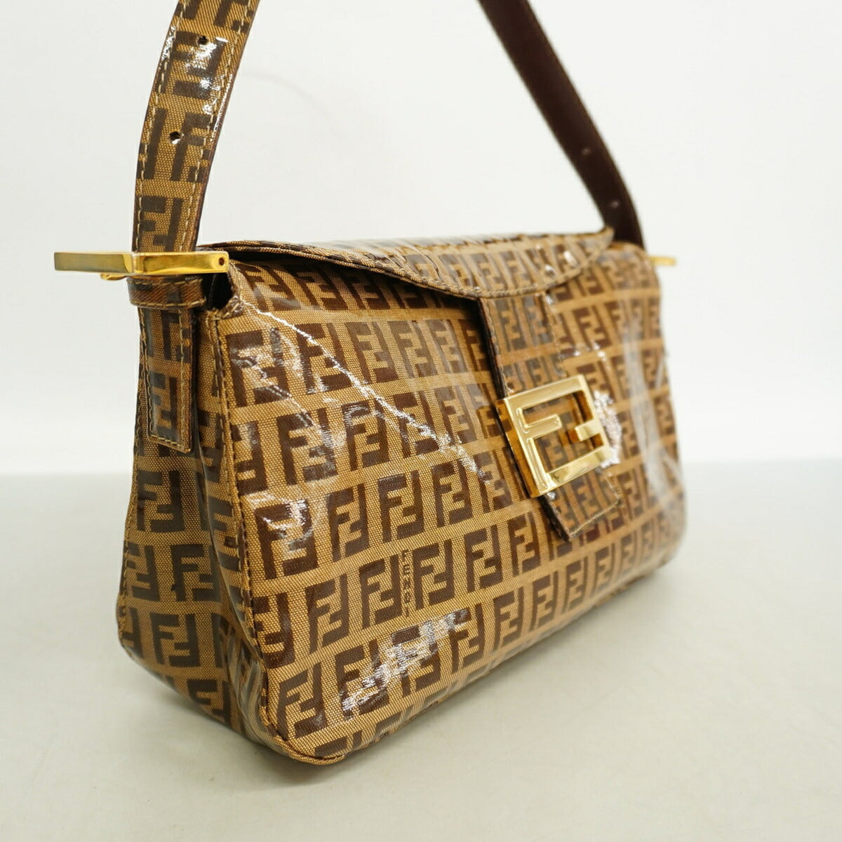 Fendi Brown Coated Canvas Handbag (Pre-Owned)