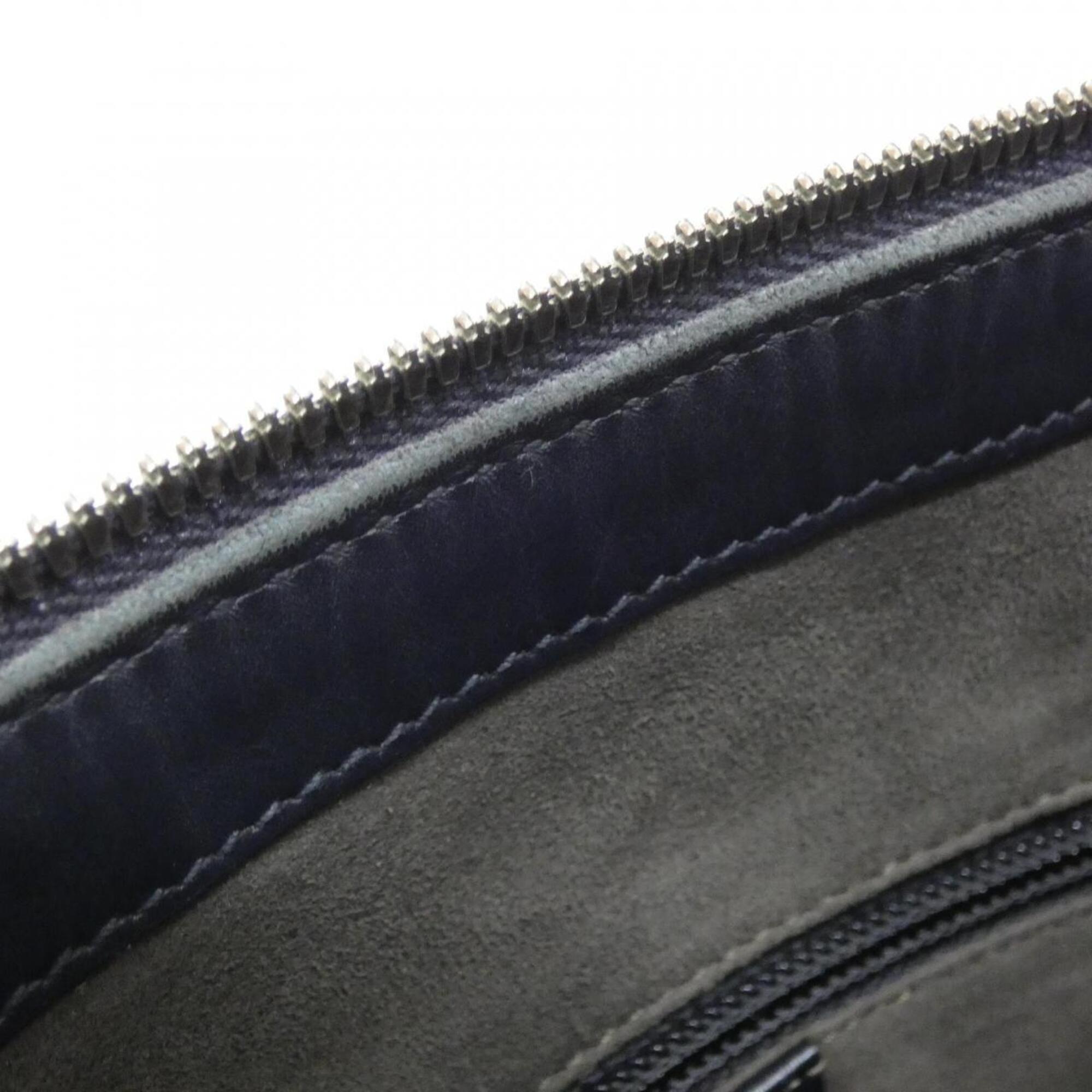 Gucci Navy Gg Leather Shoulder Bag (Pre-Owned)