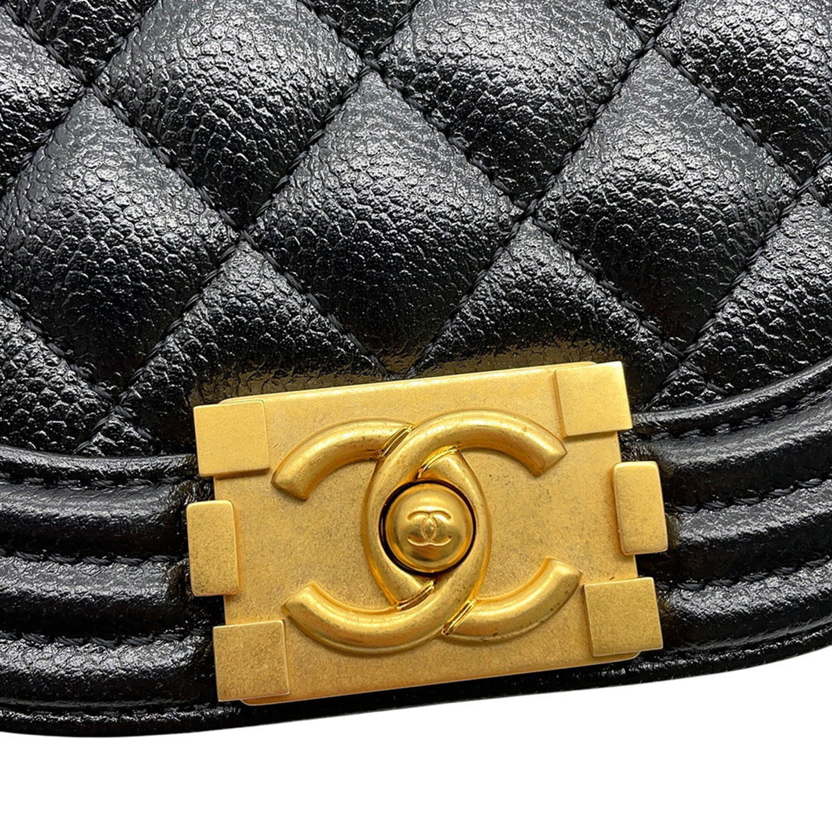 Chanel Black Grained Calfskin Handbag Shoulder Bag (Pre-Owned)