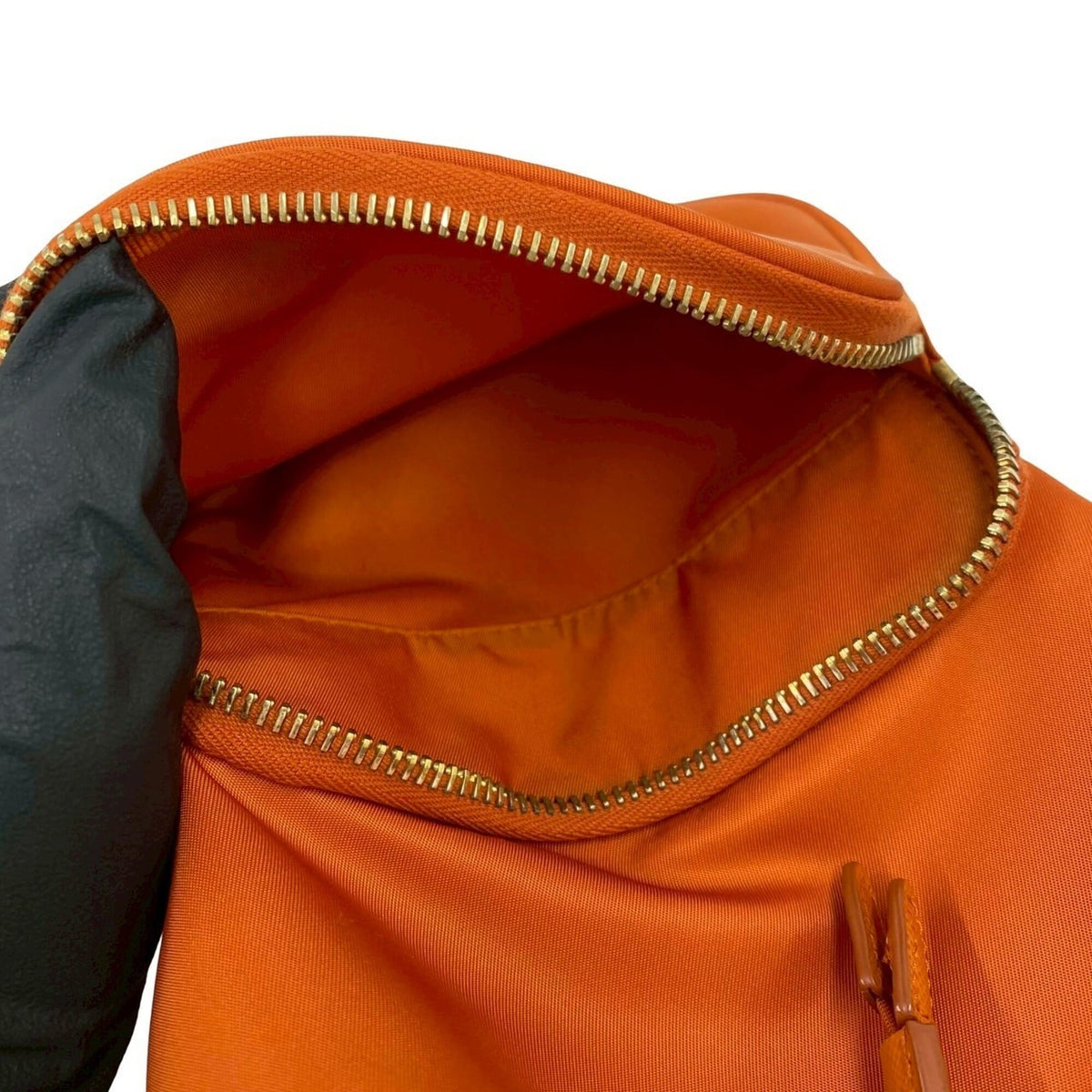 Prada Orange Nylon Leather Handbag Shoulder Bag (Pre-Owned)