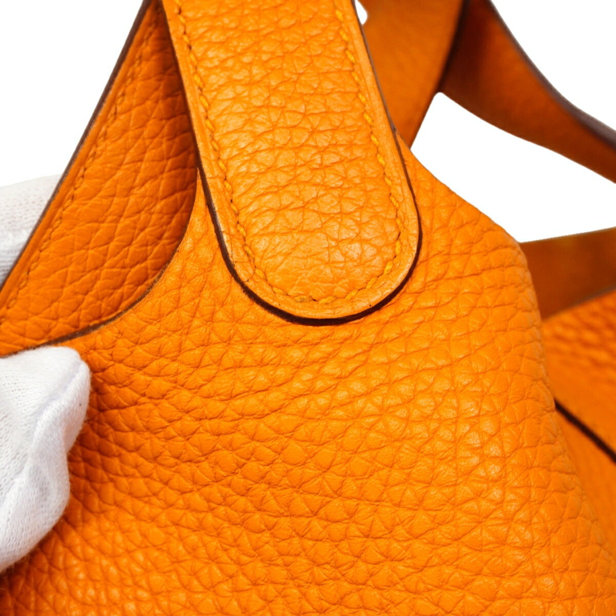 Hermes Orange Taurillon Clemence Leather Handbag (Pre-Owned)