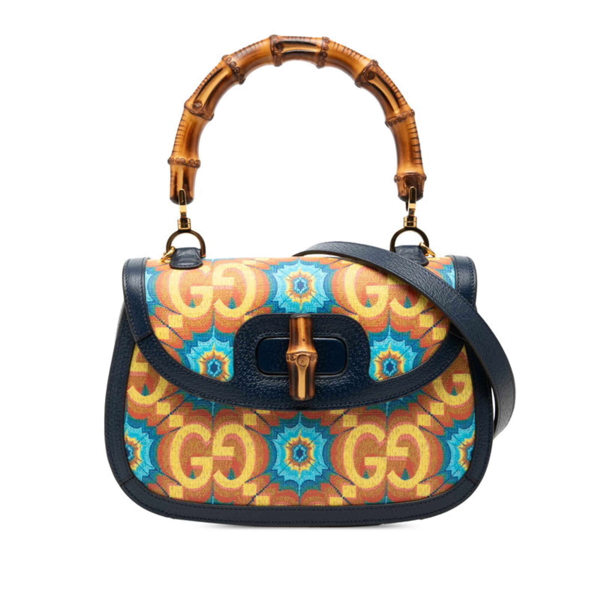 Gucci Multi-Color Navy Pvc Leather Handbag Shoulder Bag (Pre-Owned)