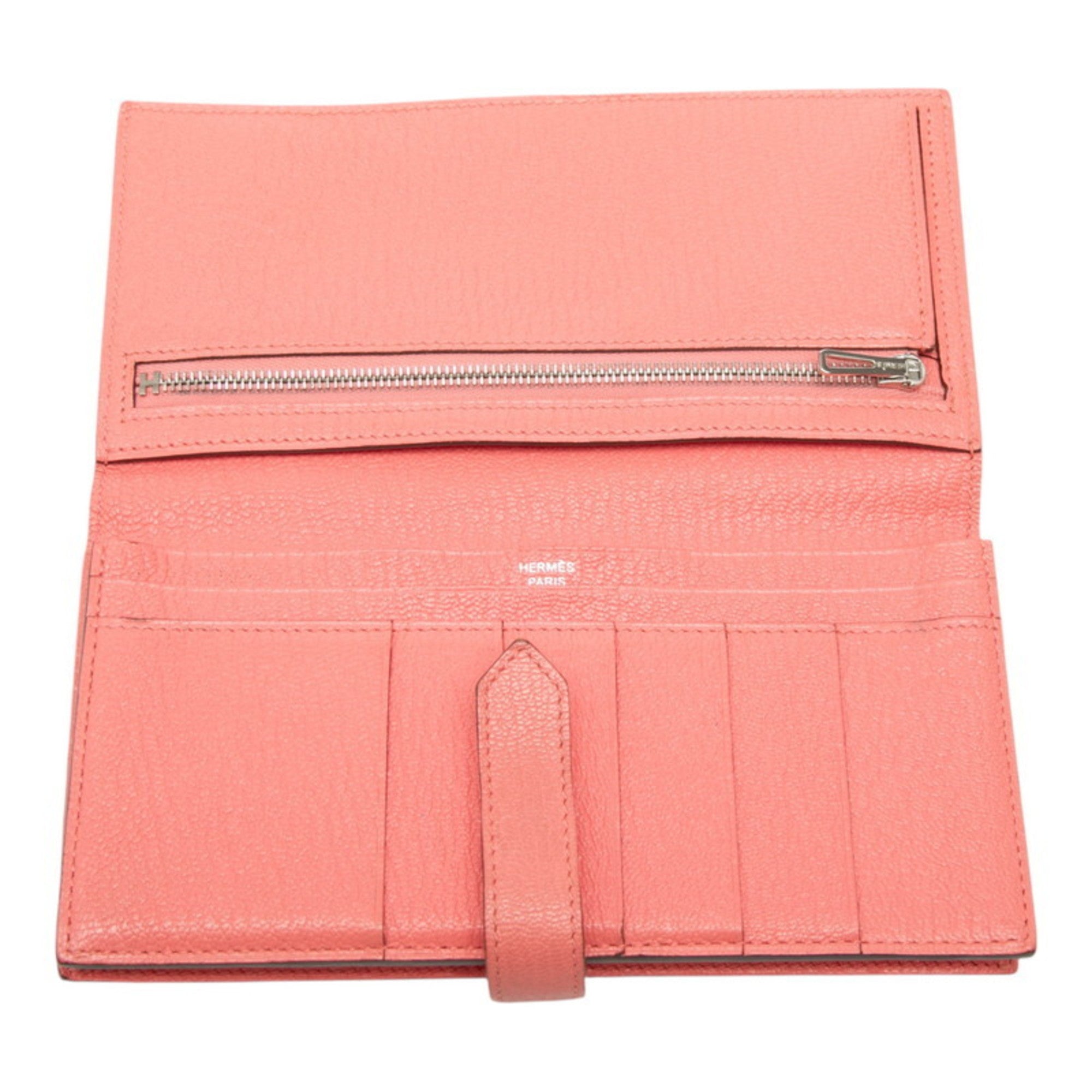 Hermes Pink Chevre Leather Leather Long Wallet (Bi-Fold) (Pre-Owned)