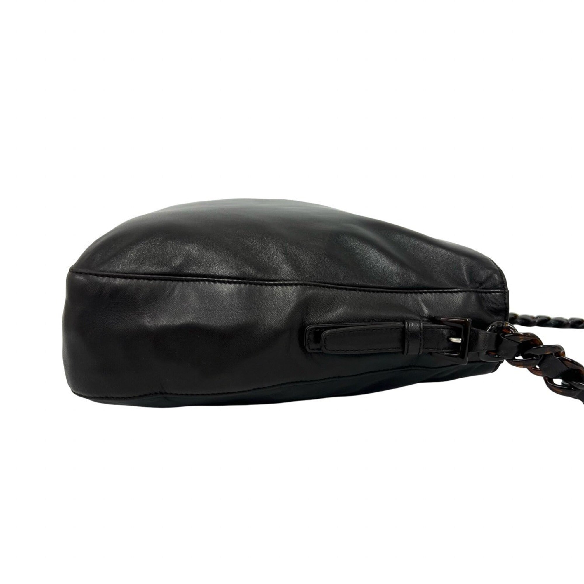 Prada Brown Leather Plastic Pochette Shoulder Bag (Pre-Owned)