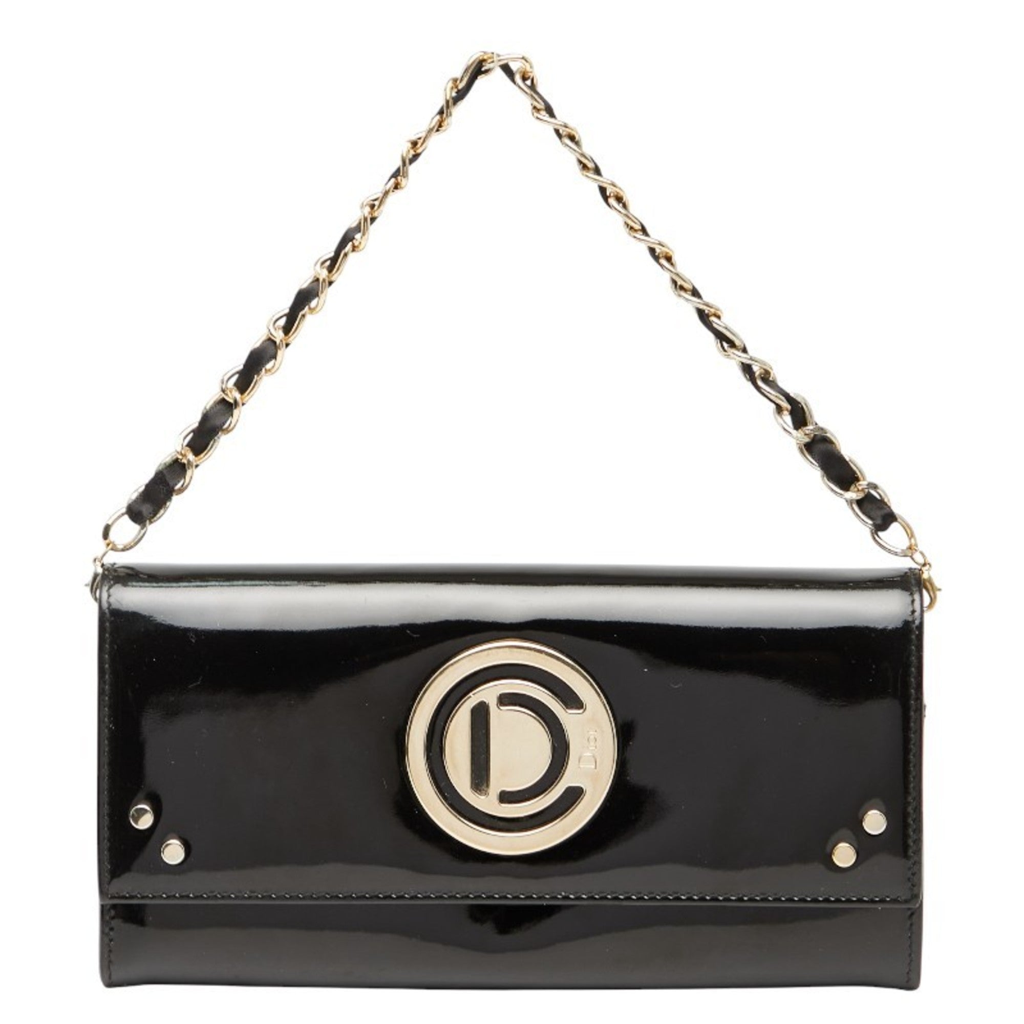 Christian Dior Black Patent Leather Chain/Shoulder Wallet (Pre-Owned)