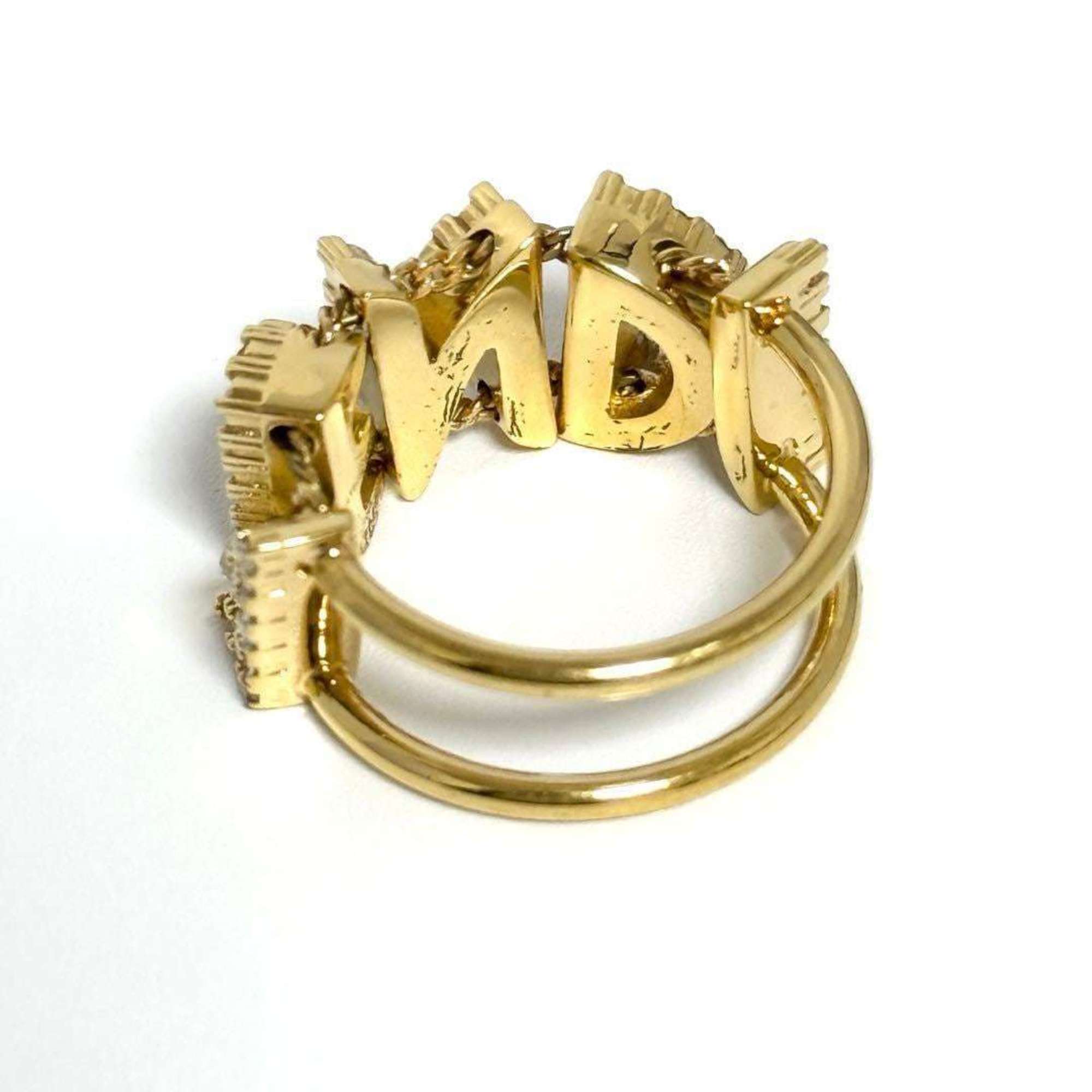 Fendi Metal Rhinestone Band Ring (Pre-Owned)