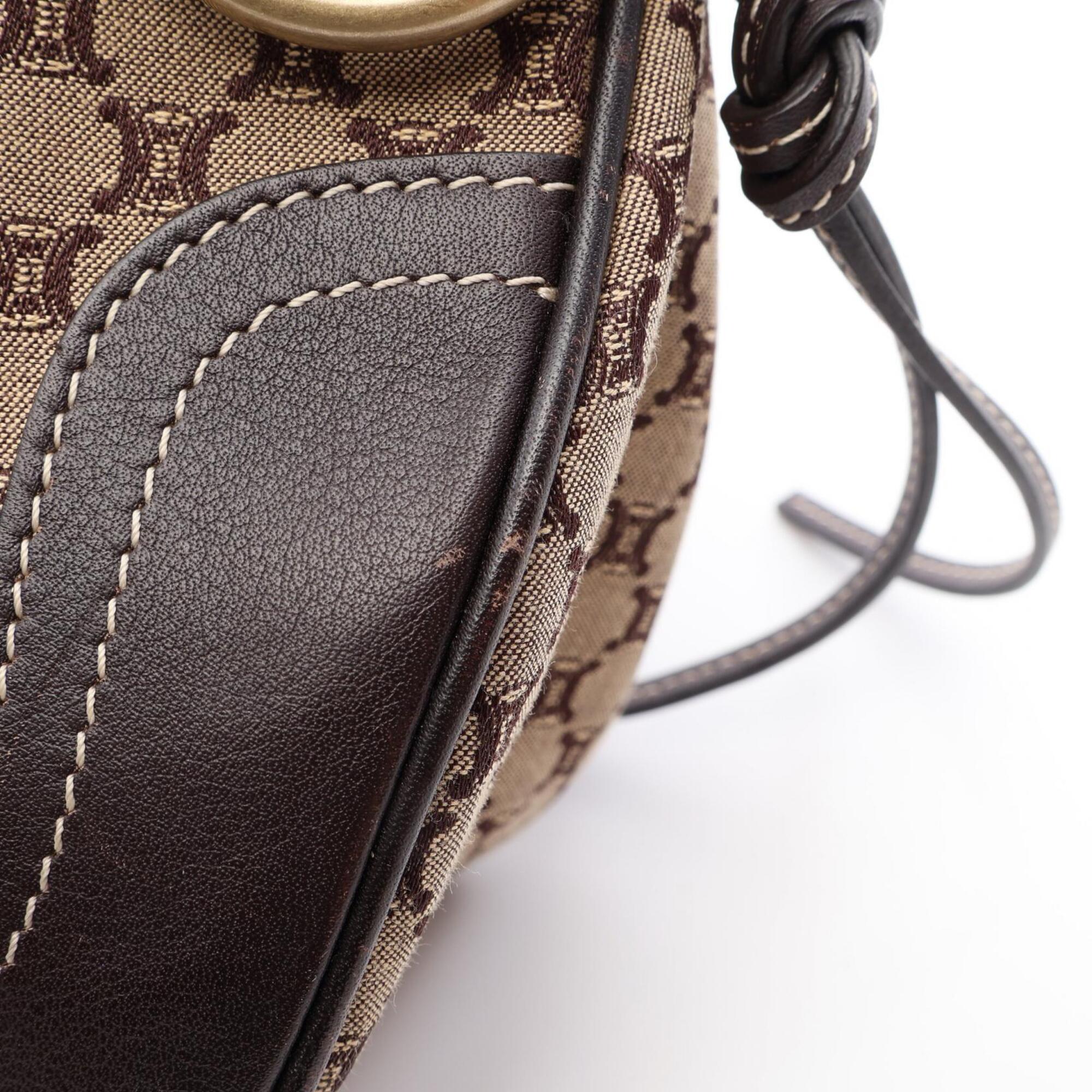 Celine Beige Brown Canvas Leather Handbag Shoulder Bag (Pre-Owned)