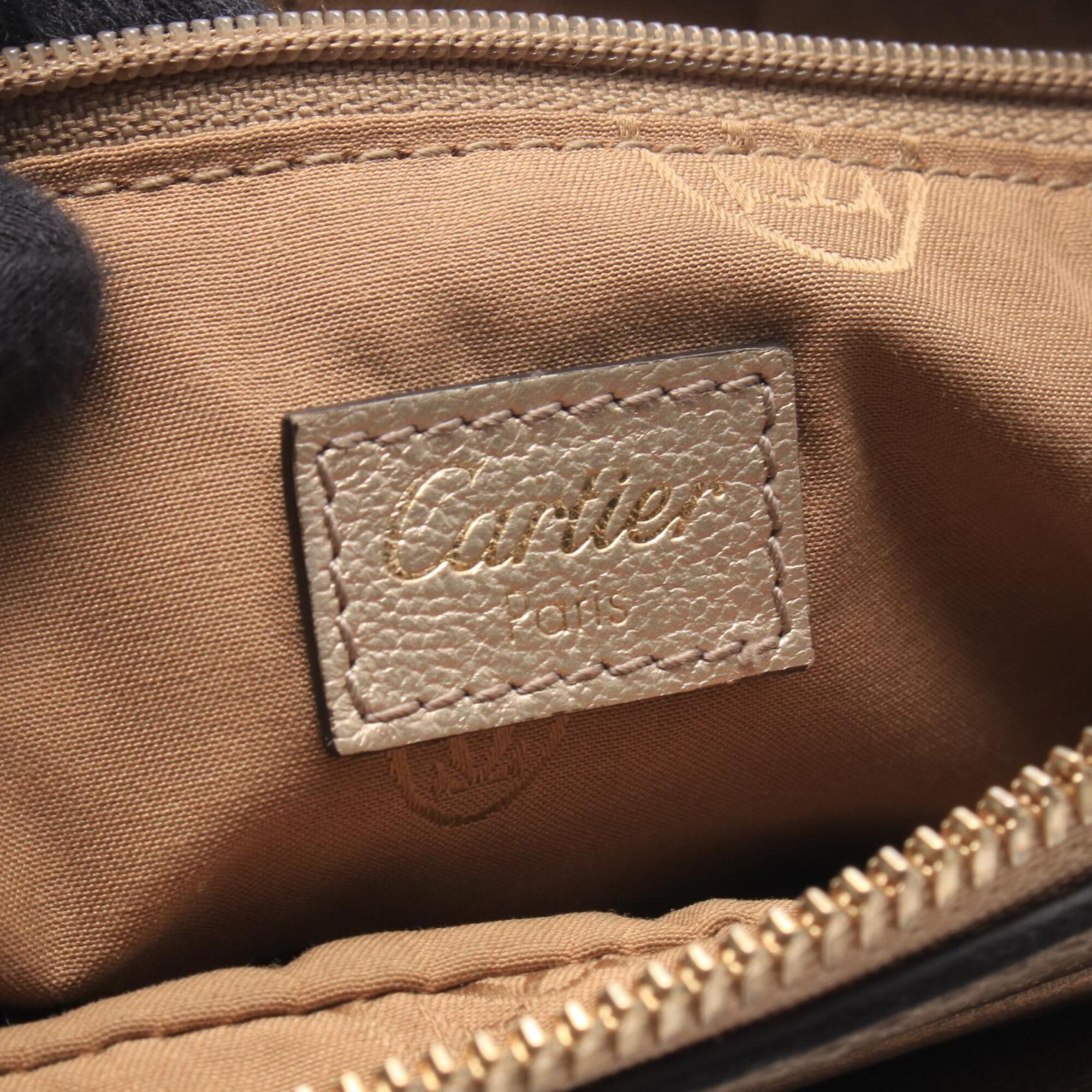 Cartier Gold Leather Handbag (Pre-Owned)