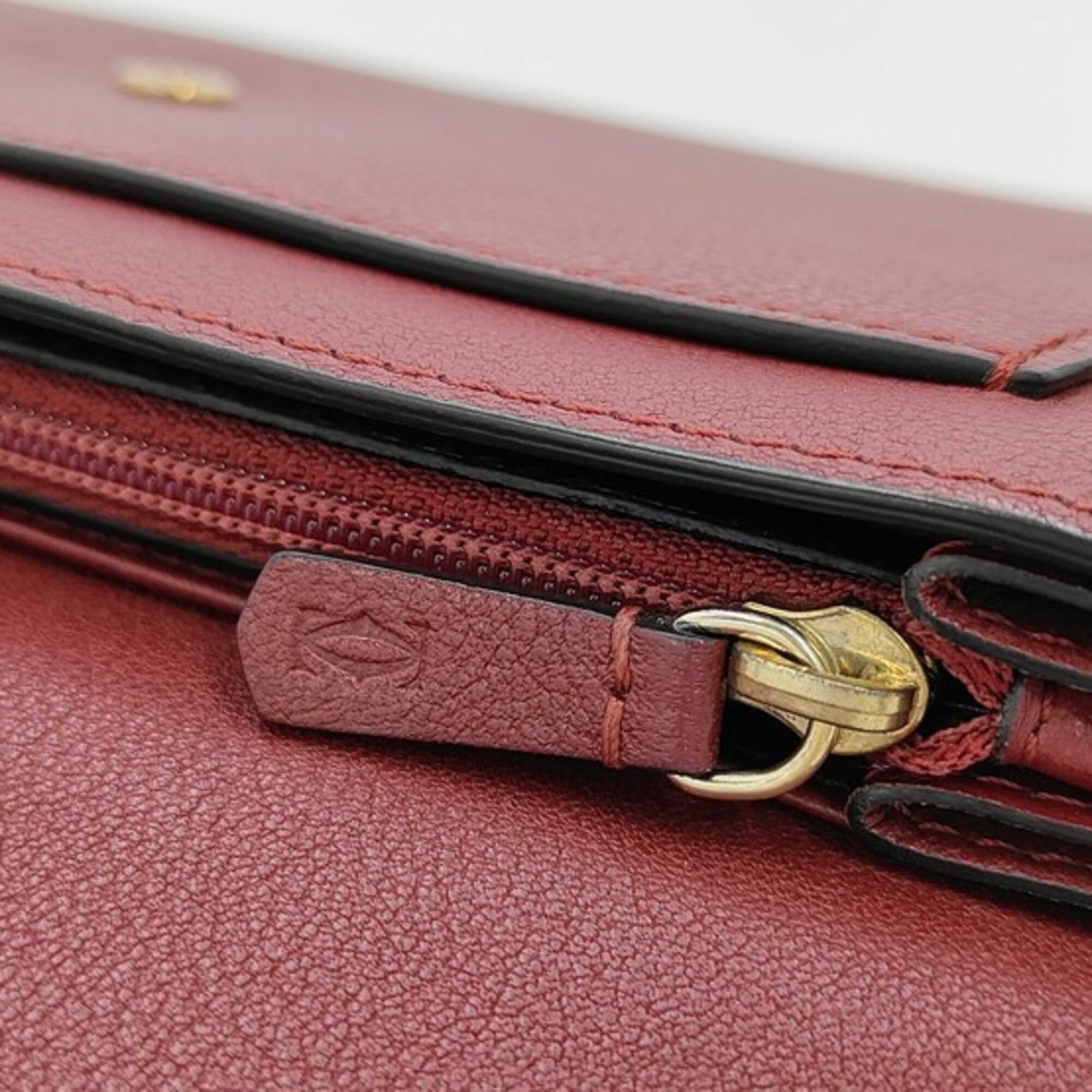 Cartier Bordeaux Leather Long Wallet (Tri-Fold) (Pre-Owned)