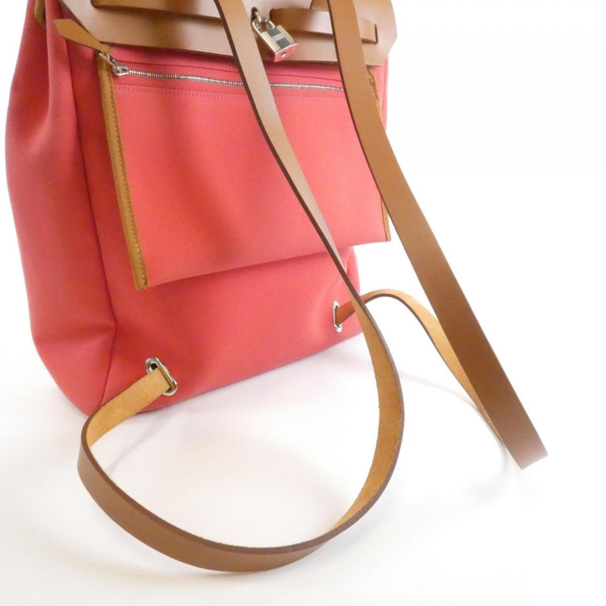 Hermes Bougainvillier Fauve Toile Officier Backpack Pouch (Pre-Owned)