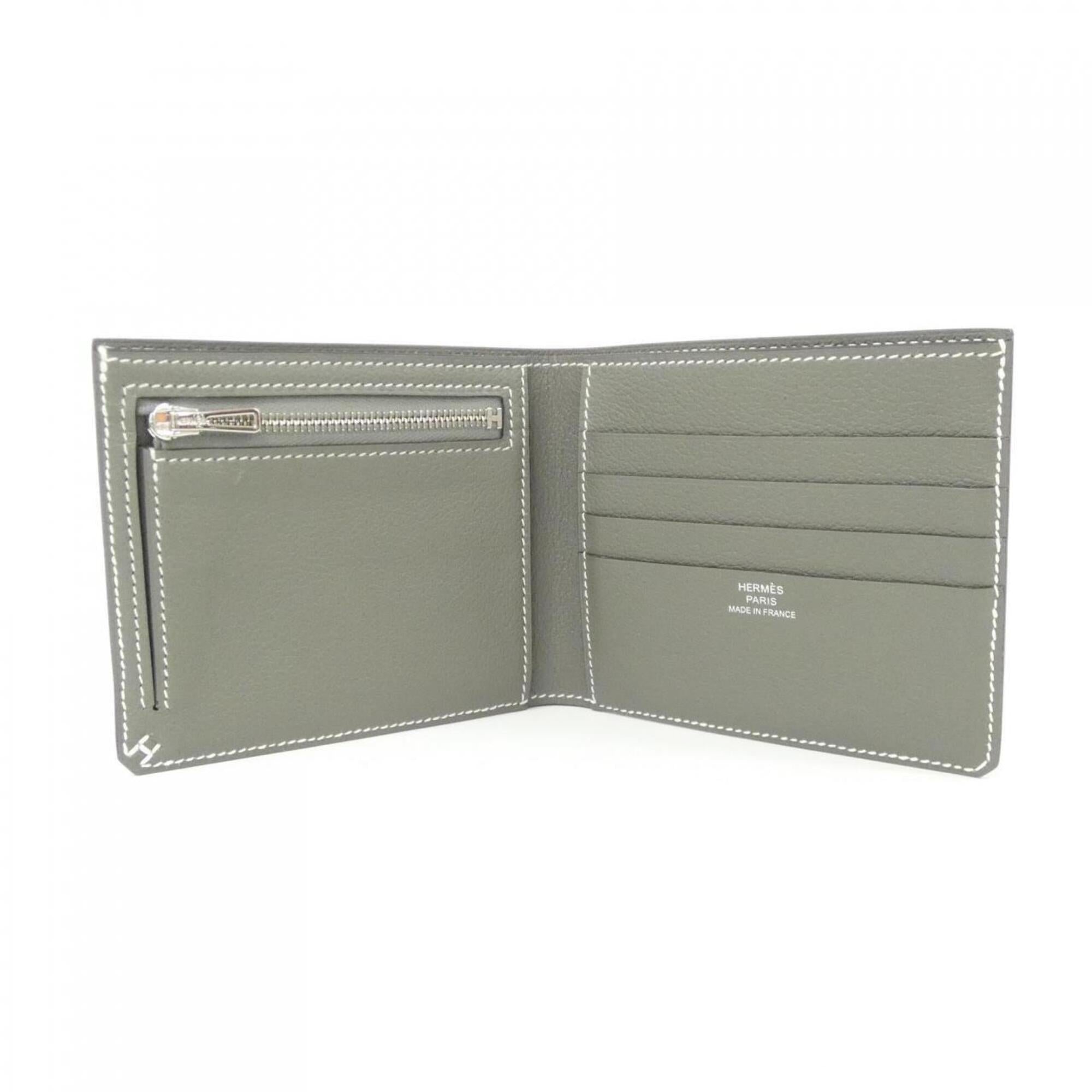 Hermes Gray Evercalf Leather Wallet (Bi-Fold) (Pre-Owned)