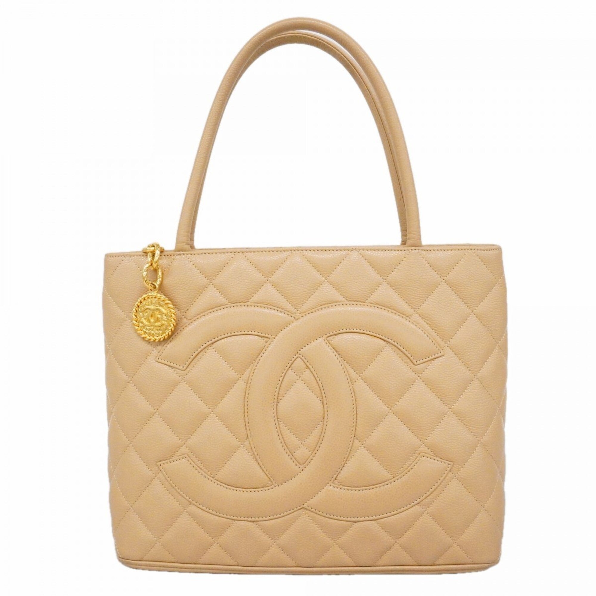 Chanel Beige Grained Calfskin Tote Bag (Pre-Owned)